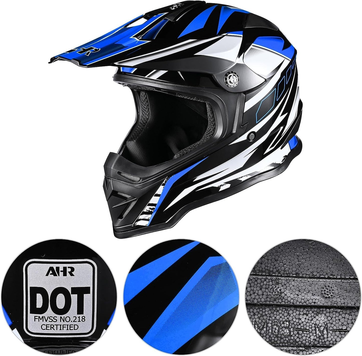 AHR Adult Offroad Dirt Bike Helmet Motocross ATV Dirtbike Outdoor BMX MX Full Face Motorcycle Helmet DOT Approved
