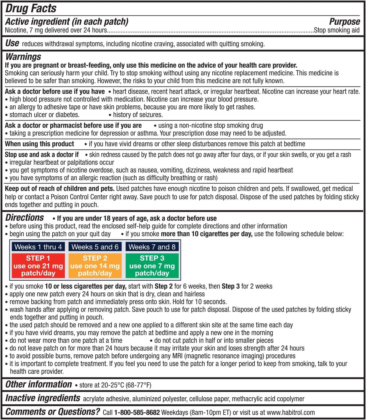 Habitrol Nicotine Transdermal System Patch | Stop Smoking Aid | Step 3 (7 mg) | 14 Patches | (2 Week Kit) | Packaging May Vary