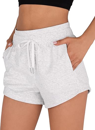 ODODOS Women's Sweat Shorts with Pockets Cotton French Terry Drawstring Summer Workout Casual Lounge Shorts