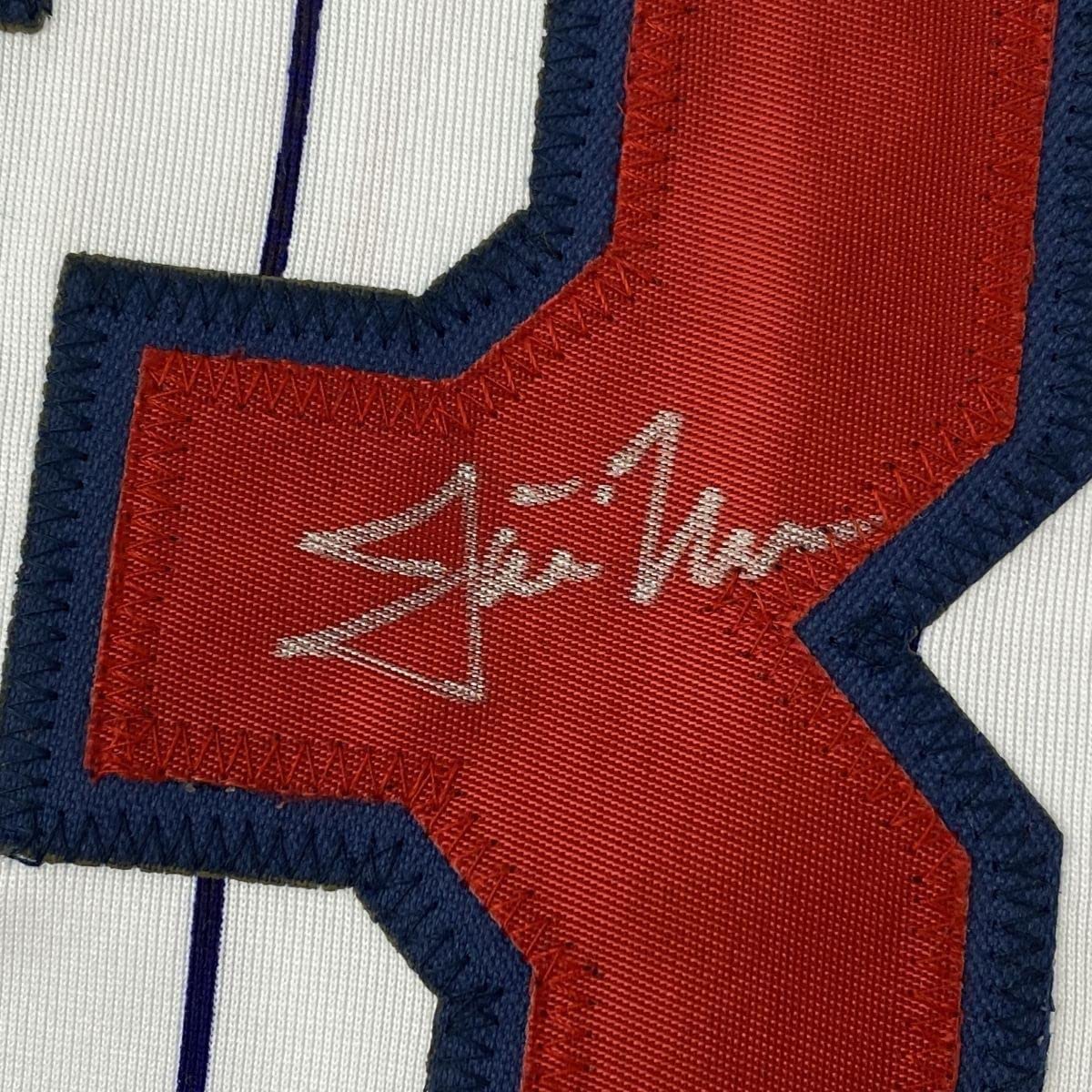Framed Autographed/Signed Justin Morneau 35x39 Minnesota Pinstripe Baseball Jersey JSA COA