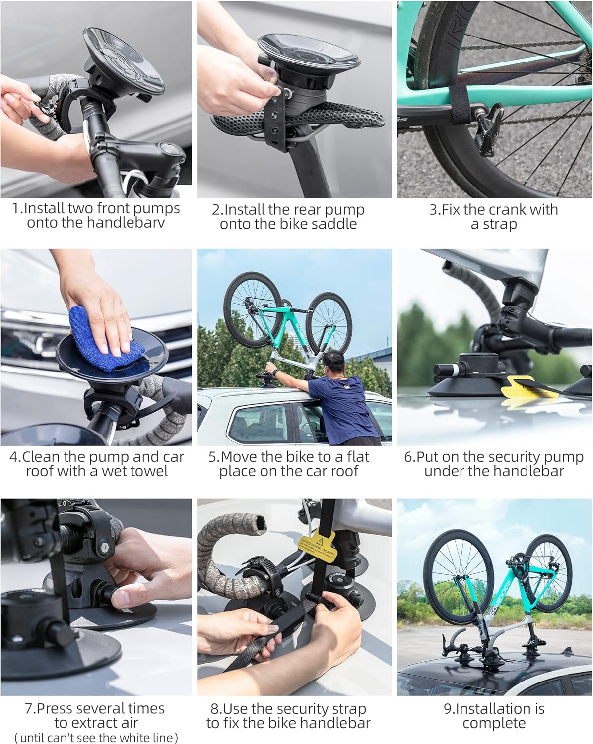 ROCKBROS Inverted Suction Cup Bike Rack Secure Mount for 1 Bike No Removal Needed