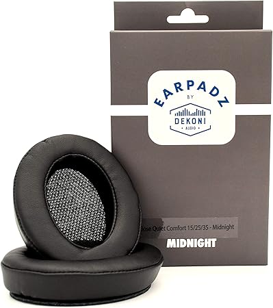 Dekoni Premium Replacement Ear Pads for Bose QuietComfort 35 & QC35 II | Soft Headphone Covers for Ears with Memory Foam | Compatible with Bose QC25, QC15 | Easy Installation (Midnight Leather)