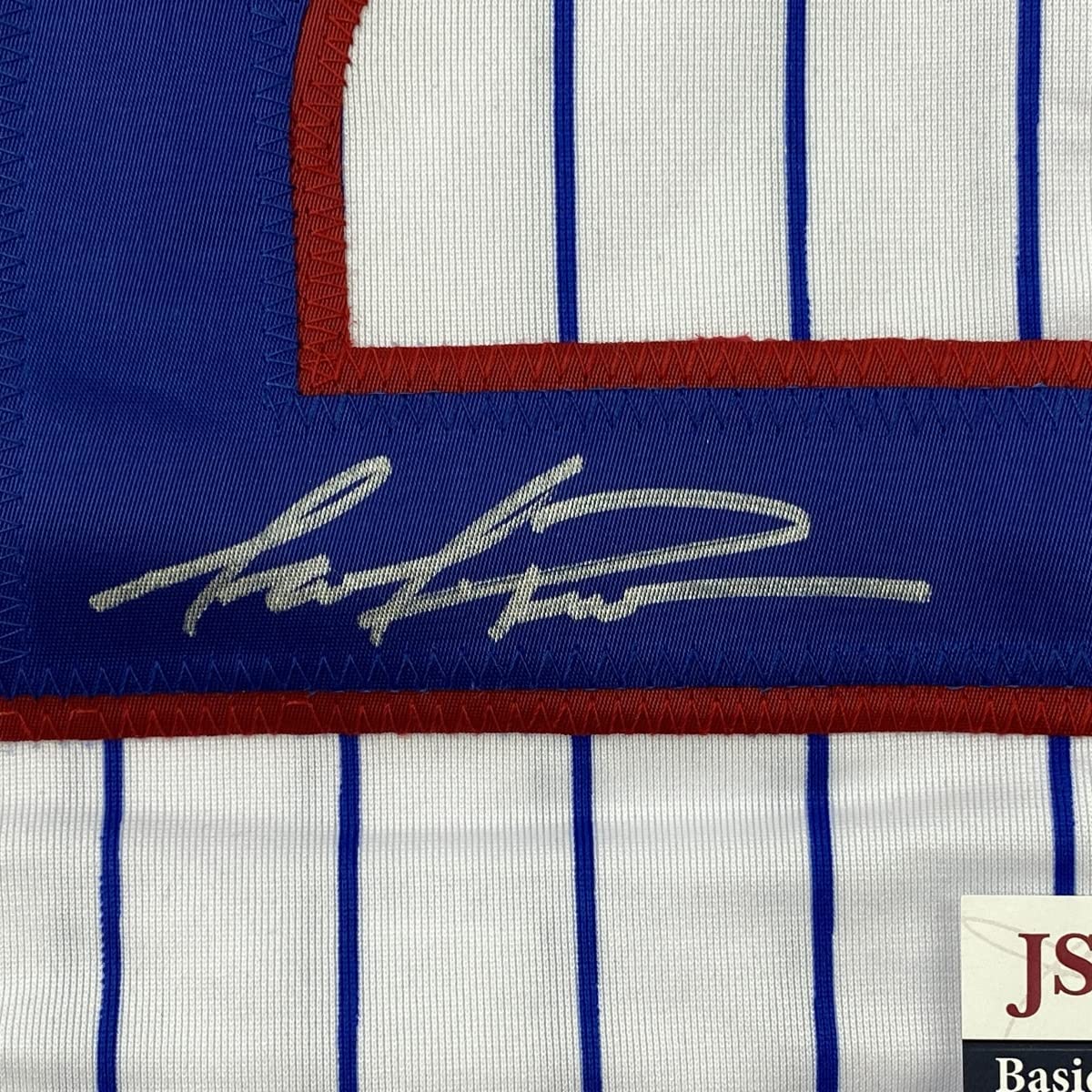 Framed Autographed/Signed Mark Prior 35x39 Chicago Pinstripe Baseball Jersey JSA COA