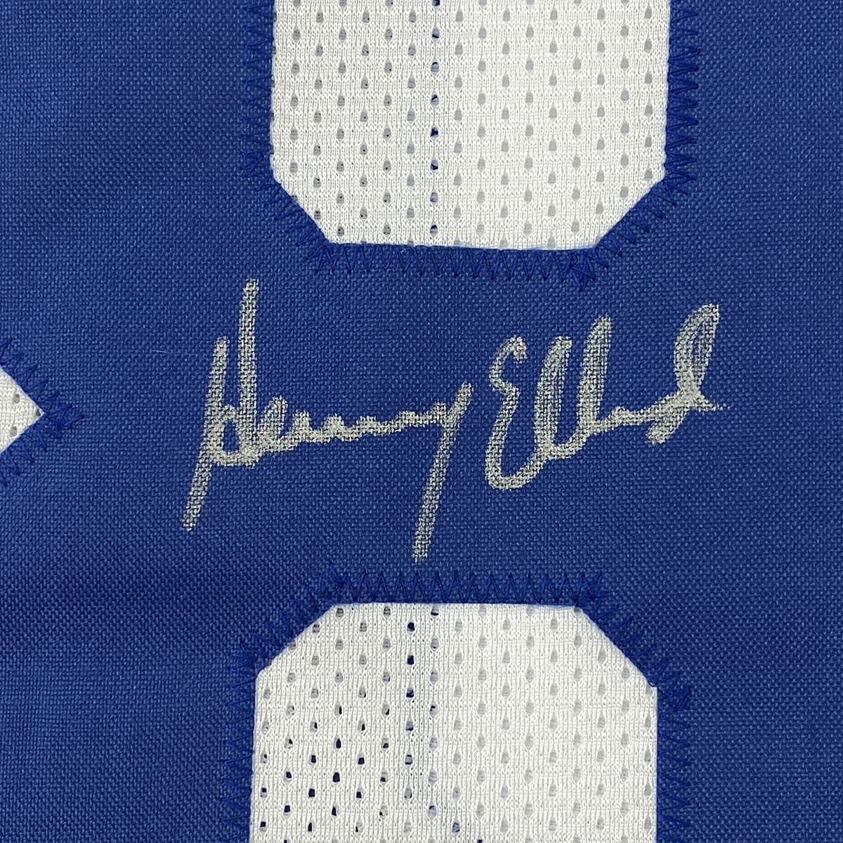 Framed Autographed/Signed Henry Ellard 35x39 Los Angeles LA White Football Jersey JSA COA