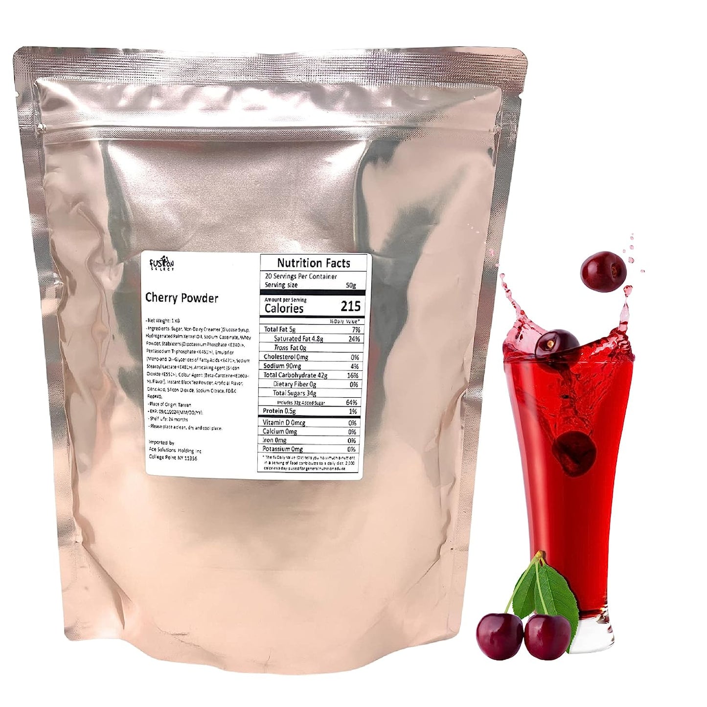 Fusion Select 2.2lb Strawberry Milk Tea Powder Flavored-3-in-1 Drink Boba Tea Powder with Cream & Sugar - Instant Pre-Mixed Beverage for Hot or Cold Blends or Yummy Frappes Bubble Tea