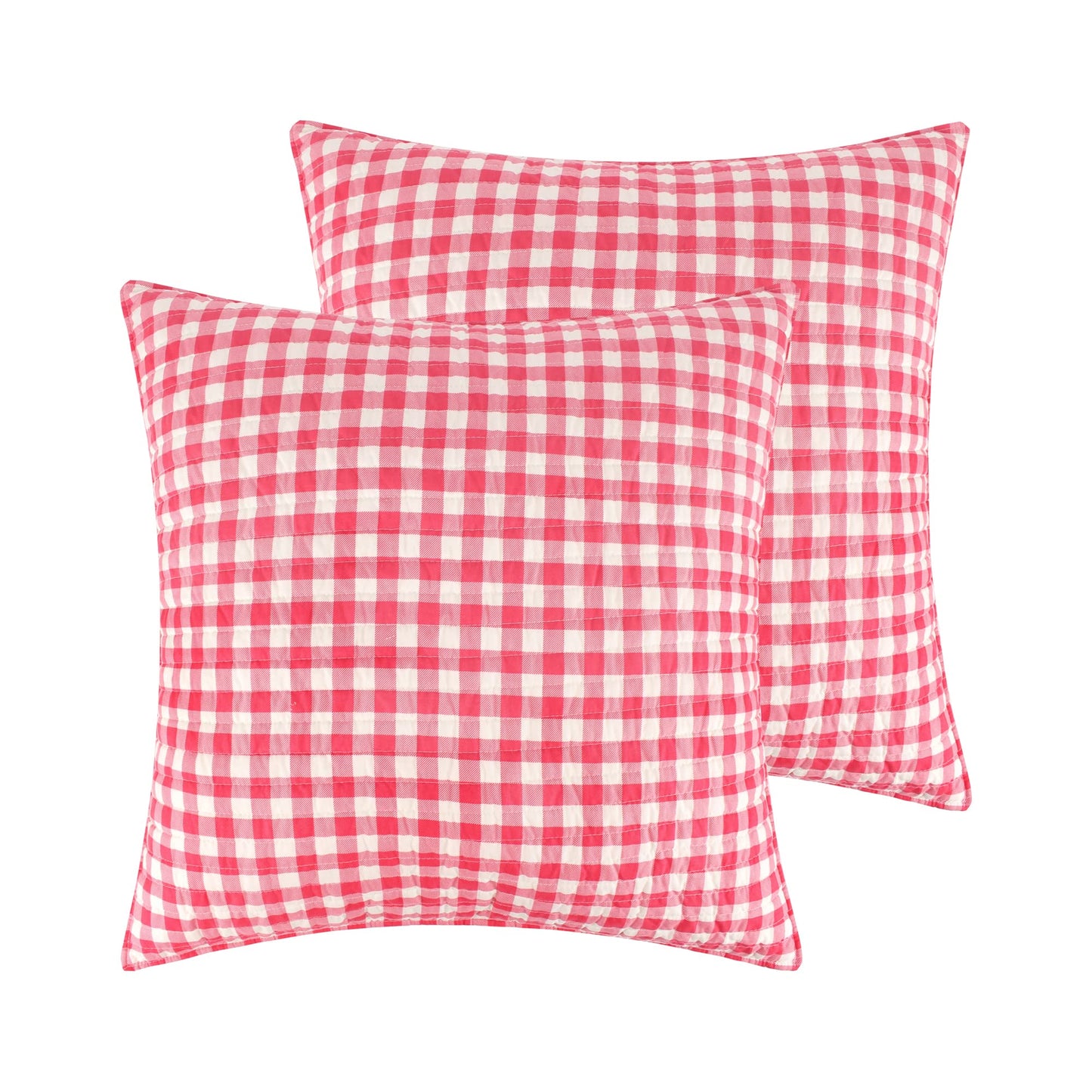 Set of 2 Pillow Shams - Red and Cream - 26"x26", No Insert Cotton/Polyester