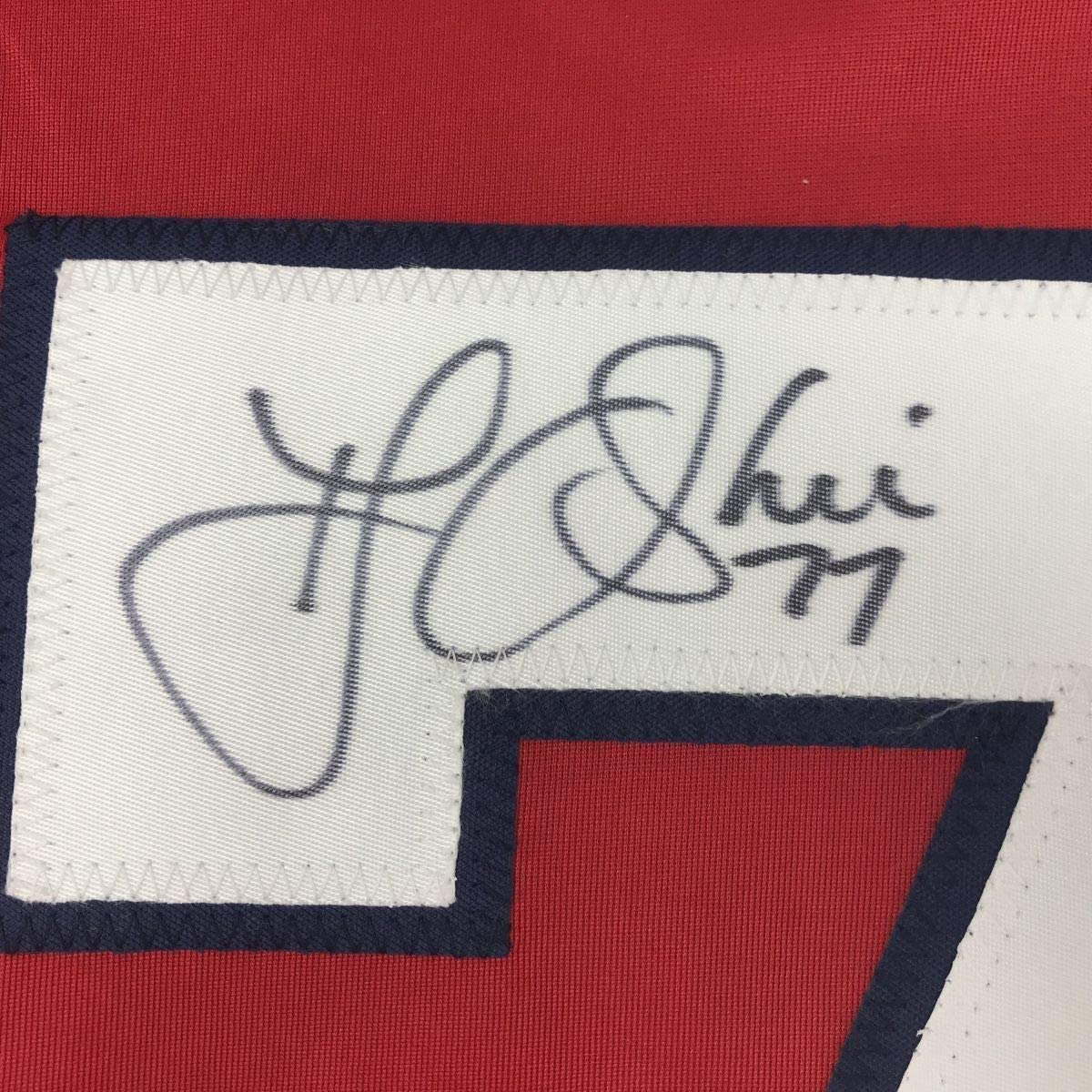 Framed Autographed/Signed TJ T.J. Oshie 35x39 Washington Red Hockey Jersey Beckett BAS COA