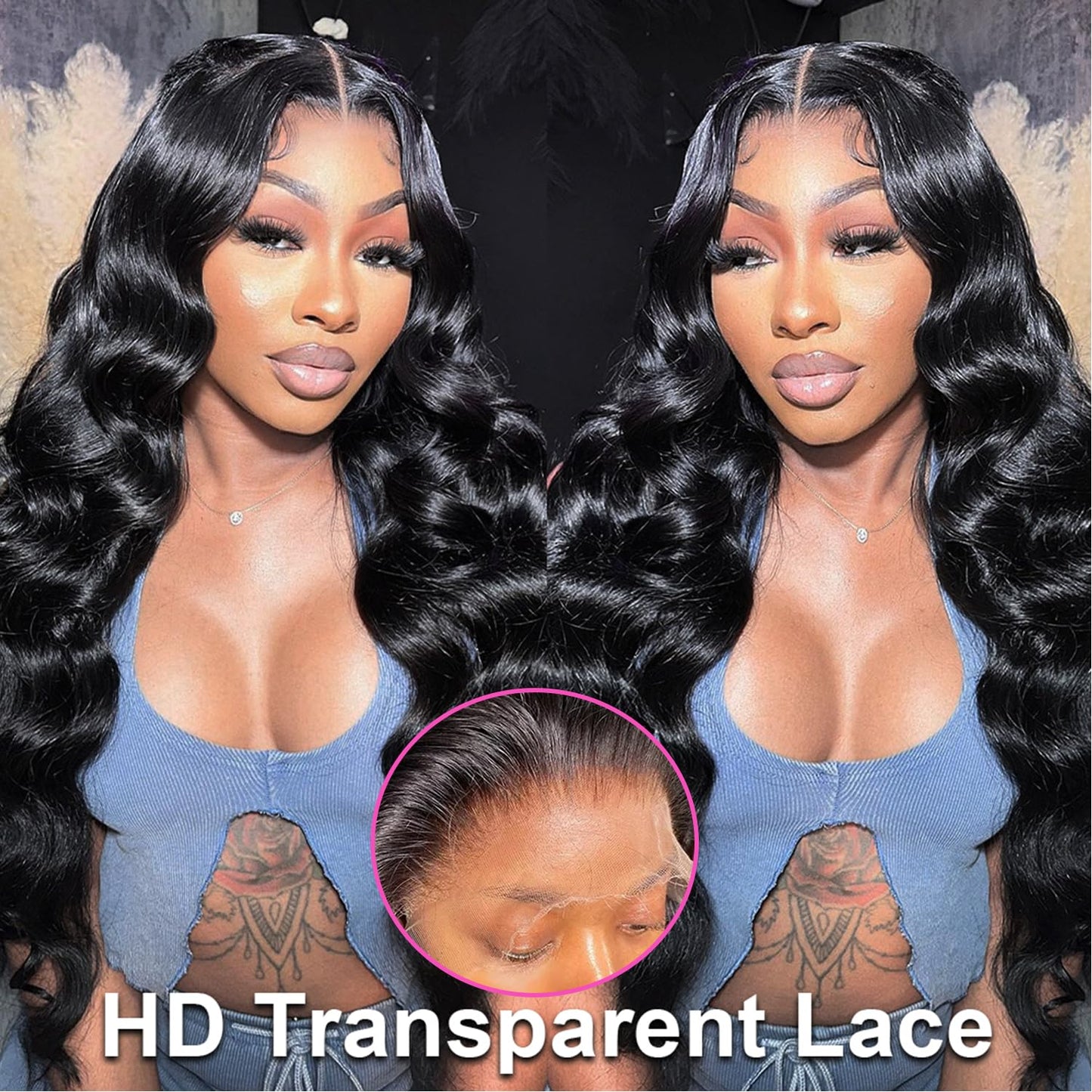 Body Wave Lace Front Wigs Human Hair Pre Plucked 180 Density 26 Inch 13x4 HD