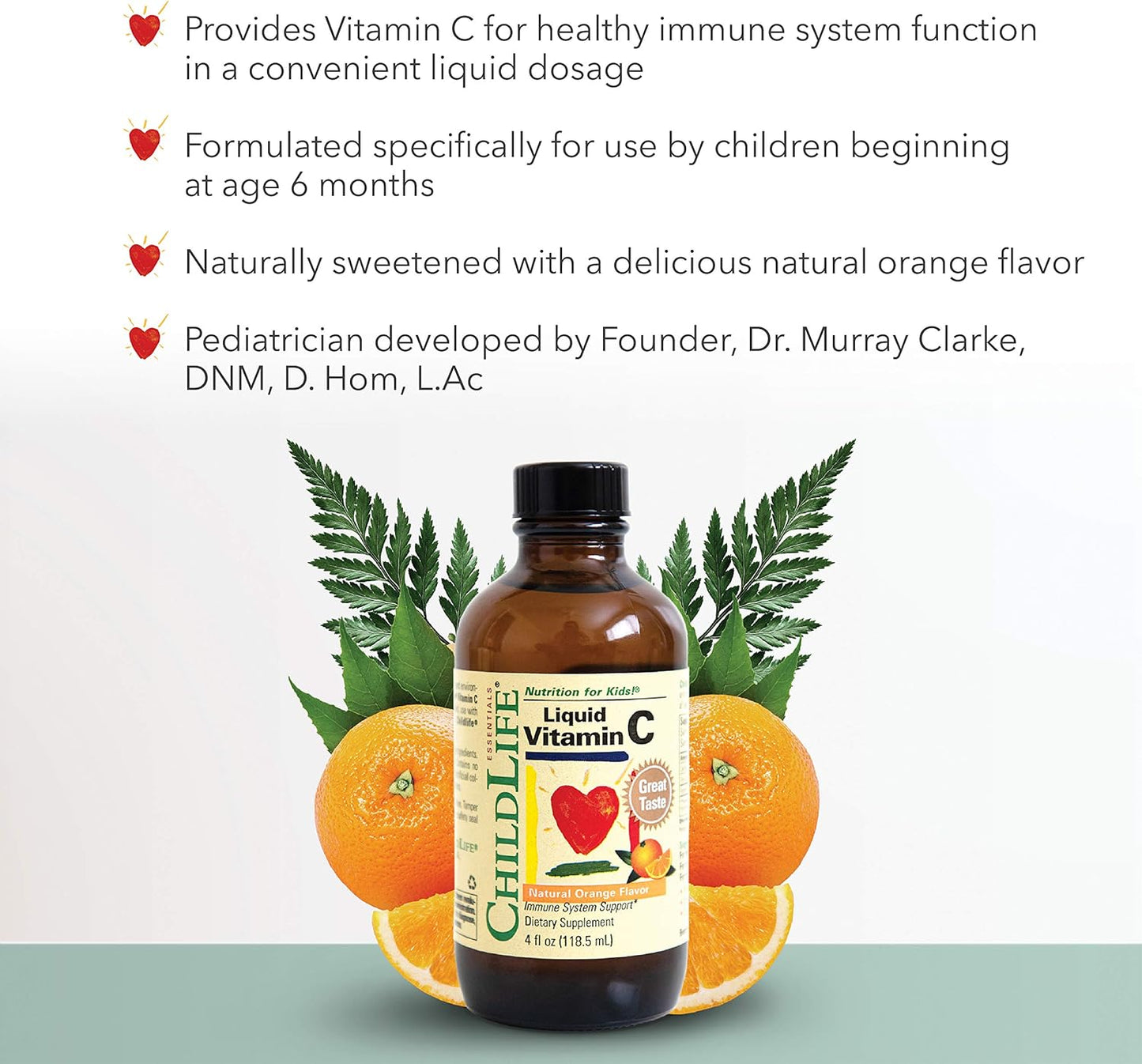 CHILDLIFE ESSENTIALS Liquid Vitamin C - Immune Support, Vitamin C Liquid, All-Natural, Gluten-Free, Allergen Free, Non-GMO, High in Antioxidants - Orange Flavor, 4 Ounce Bottle (Pack of 3)