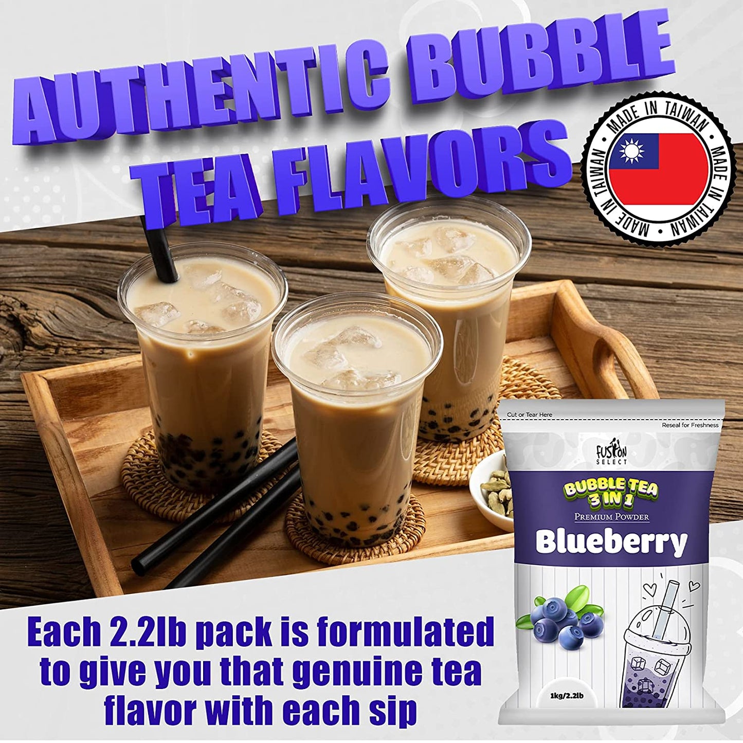 Fusion Select 2.2lb Strawberry Milk Tea Powder Flavored-3-in-1 Drink Boba Tea Powder with Cream & Sugar - Instant Pre-Mixed Beverage for Hot or Cold Blends or Yummy Frappes Bubble Tea