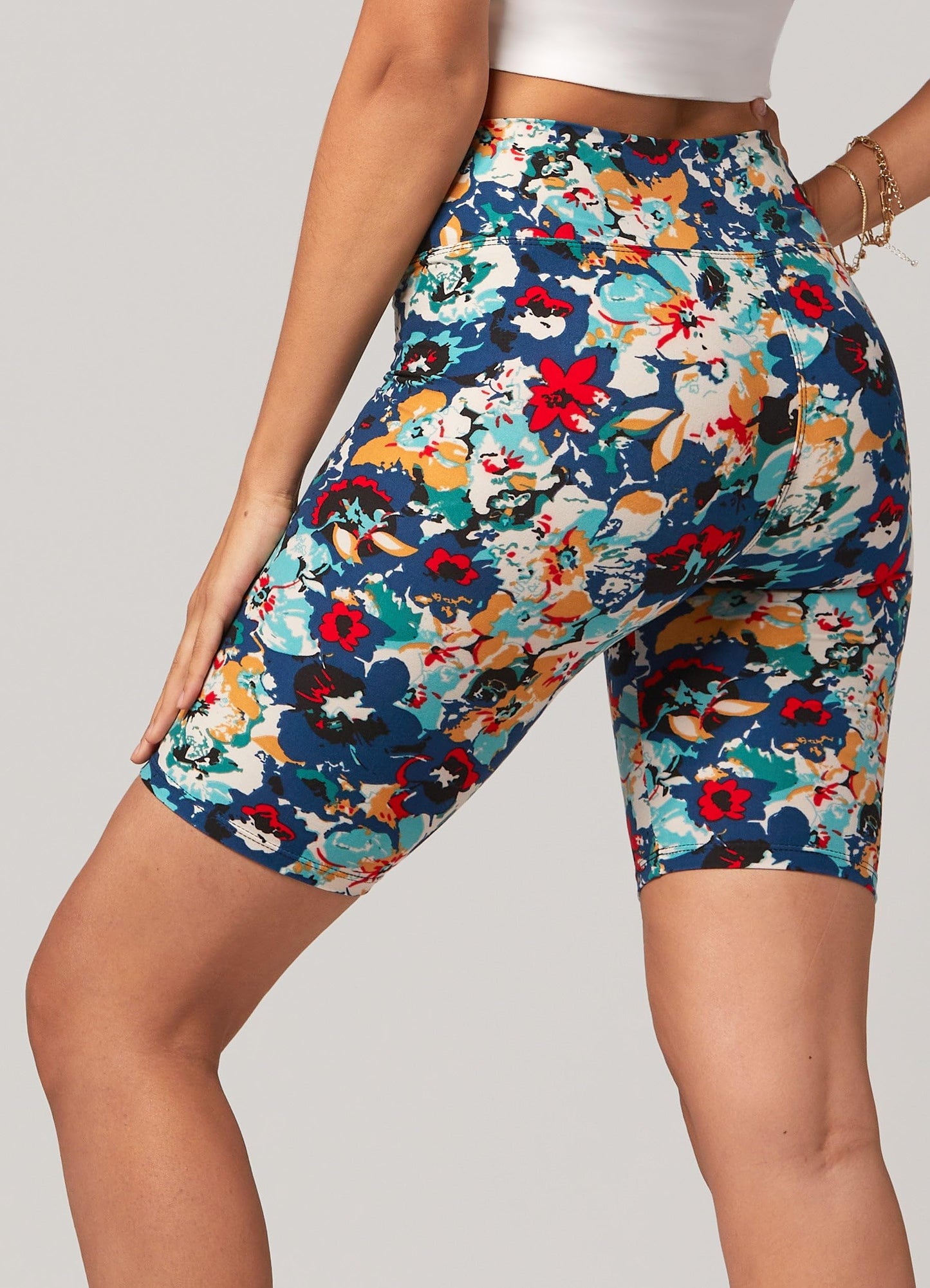 Floral Print Premium Ultra Soft High Waisted Capri Leggings for Women - 3" Wide Band - One Size - PL3-Capri-Bloomsfield-SM
