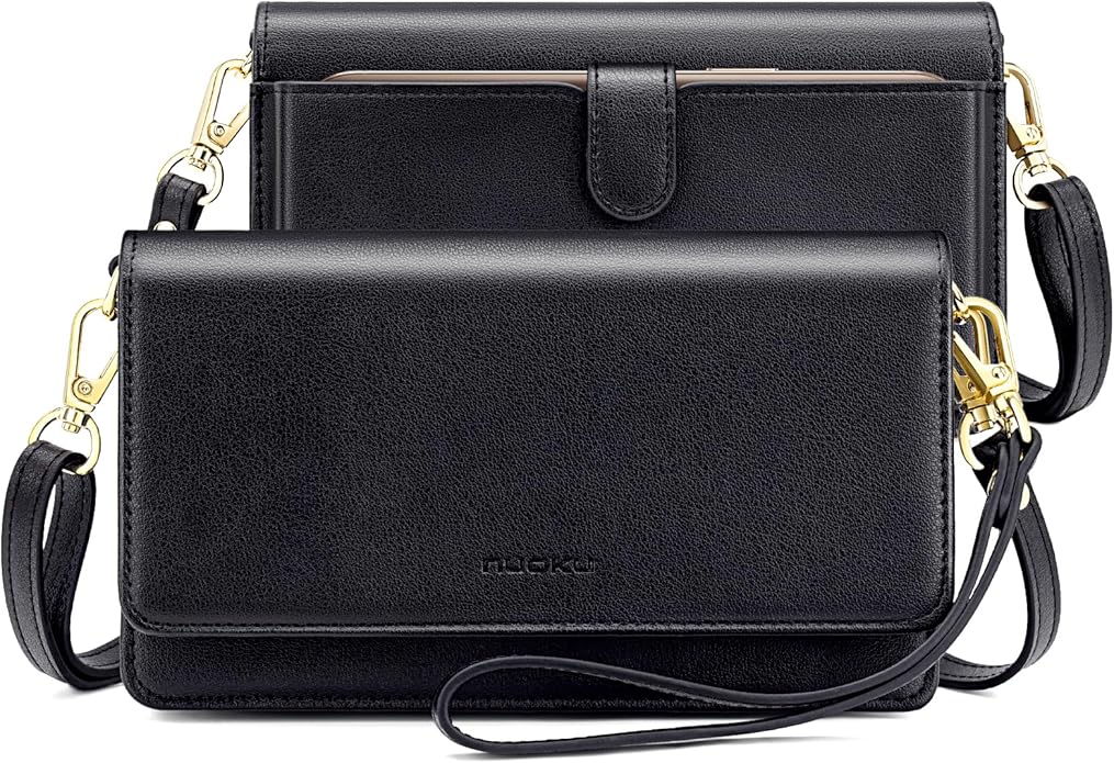 nuoku Women Small Crossbody Bag Cellphone Purse Wallet with RFID Card Slots 2 Straps