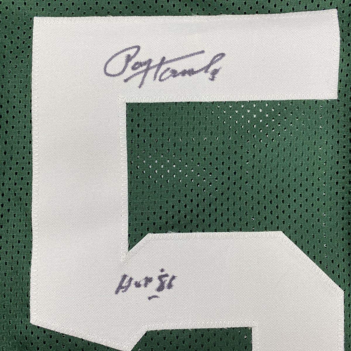 Framed Autographed/Signed Paul Hornung HOF 86 35x39 Green Bay Green Football Jersey JSA COA
