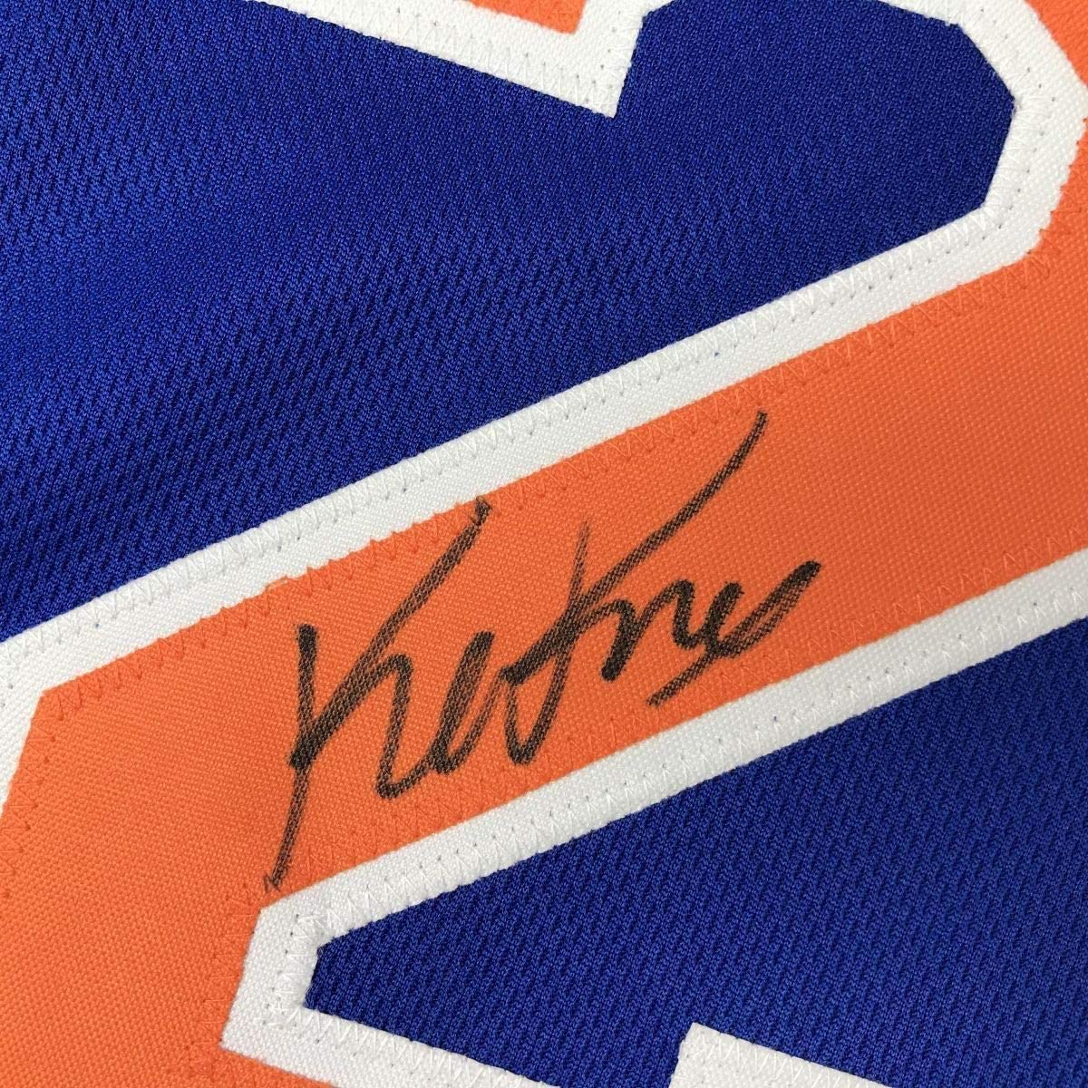 Framed Autographed/Signed Kevin Knox 35x39 New York Blue Basketball Jersey JSA COA
