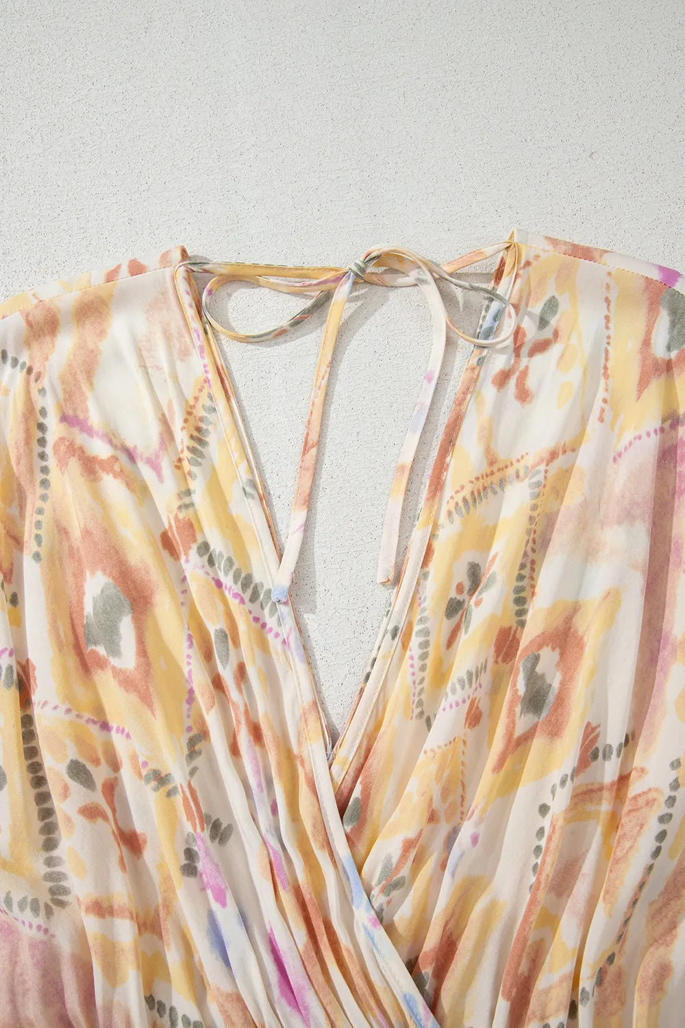 Printed Half Sleeve Shirred High Waist Maxi Dress