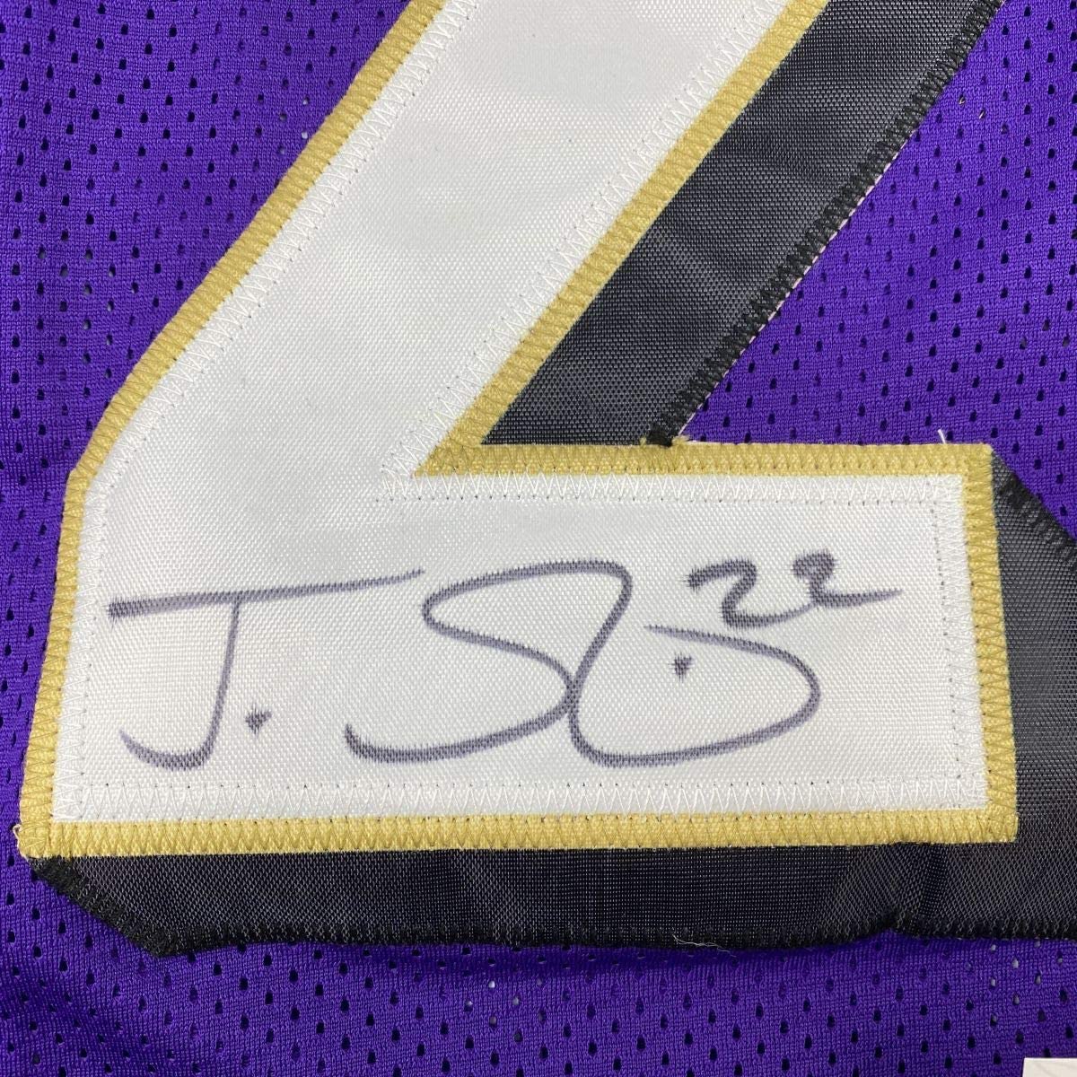 Autographed/Signed Jimmy Smith Baltimore Purple Football Jersey JSA COA