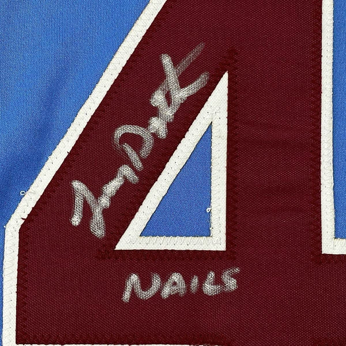 Framed Autographed/Signed Lenny Dykstra Nails 35x39 Philadelphia Blue Retro Baseball Jersey JSA COA
