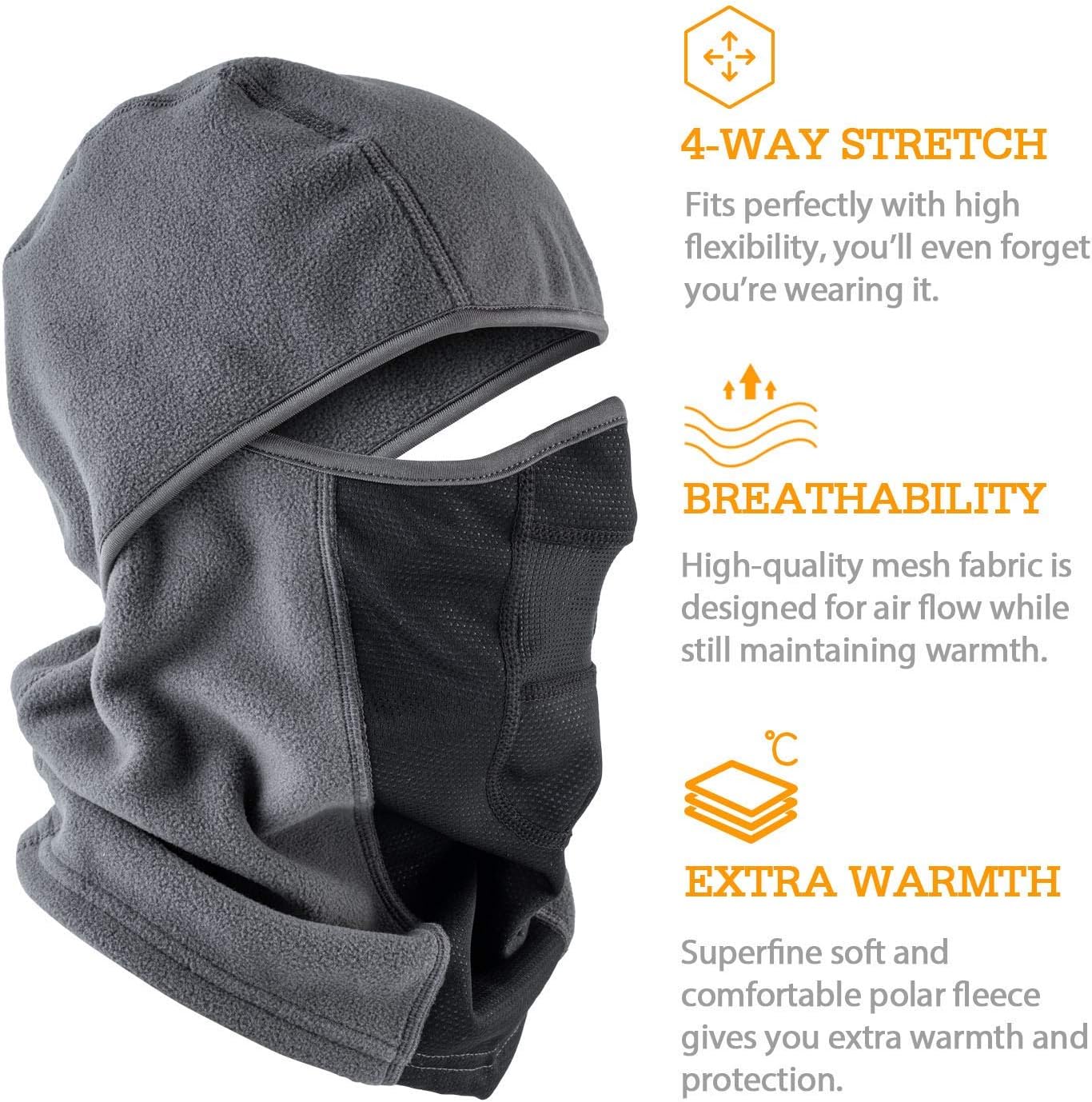 AstroAI Balaclava Ski Mask 2 Pack Winter Fleece Thermal Face Mask Cover for Men Women Warmer Windproof Breathable, Cold Weather Gear for Skiing, Outdoor Work, Riding Motorcycle & Snowboarding, Black