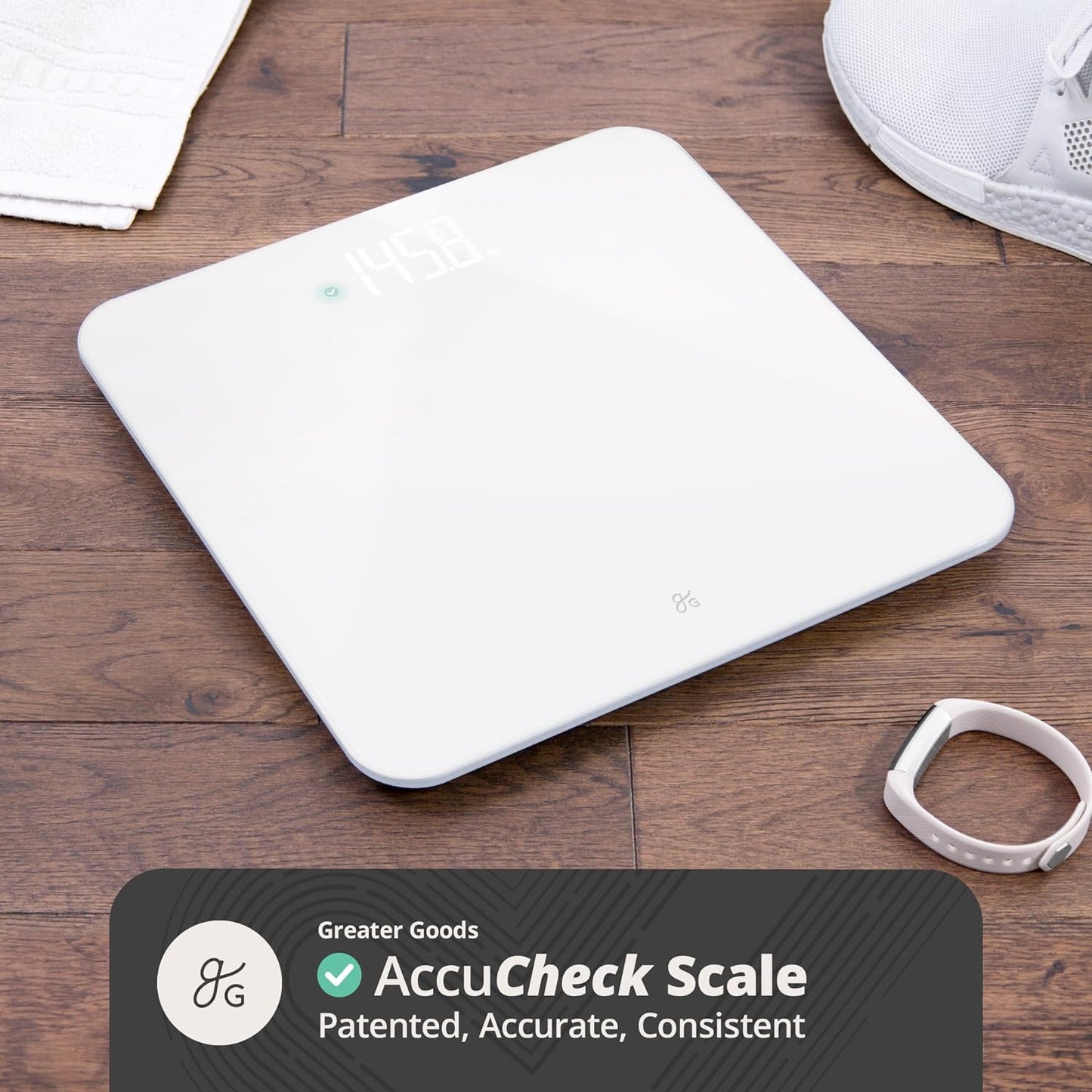 Greater Goods AccuCheck Scale for Body Weight, Bathroom Scale, Designed in St Louis, Ash Grey