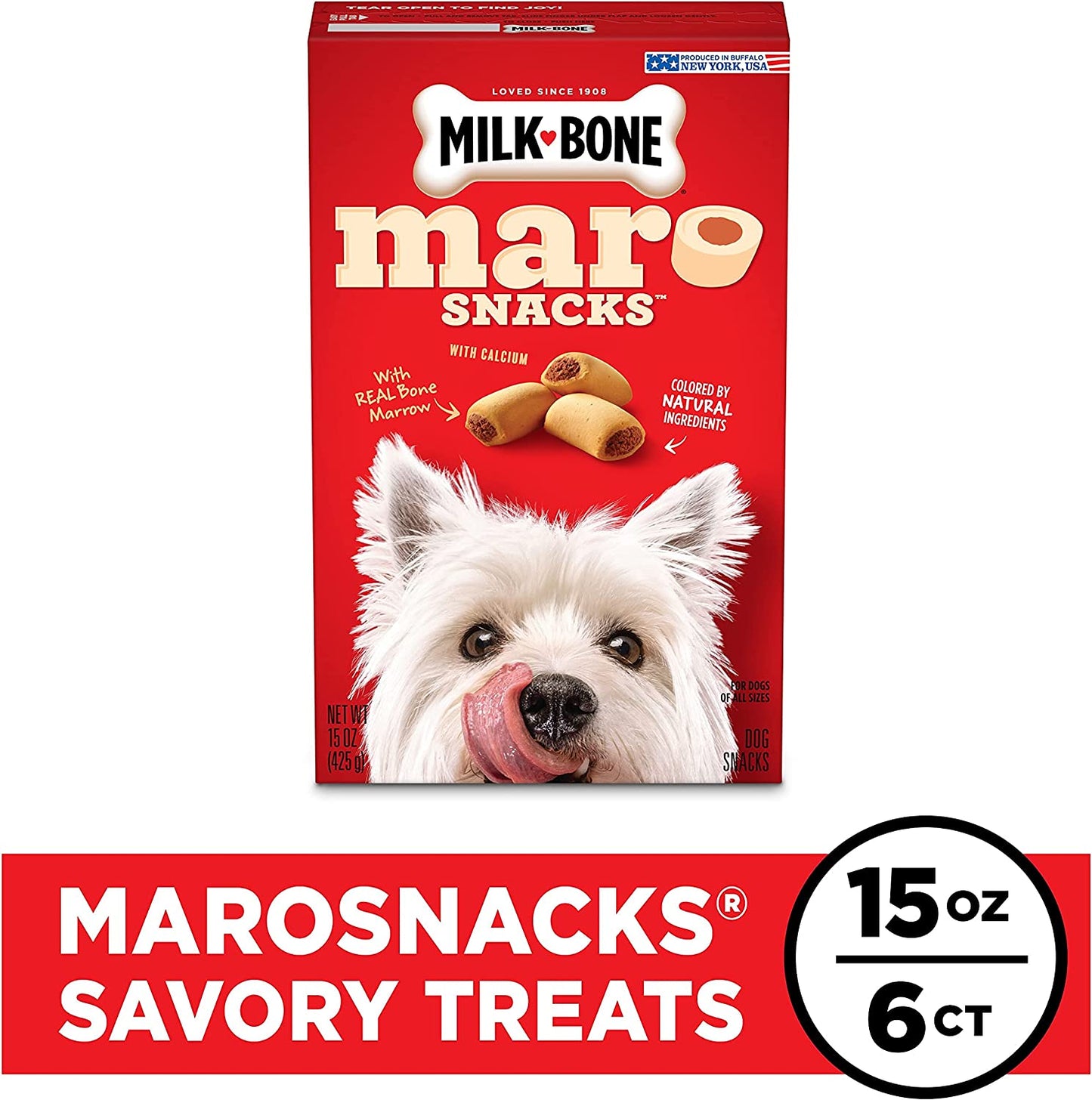 Milk-Bone MaroSnacks Dog Treats, Beef, 15 Ounce (Pack of 6)