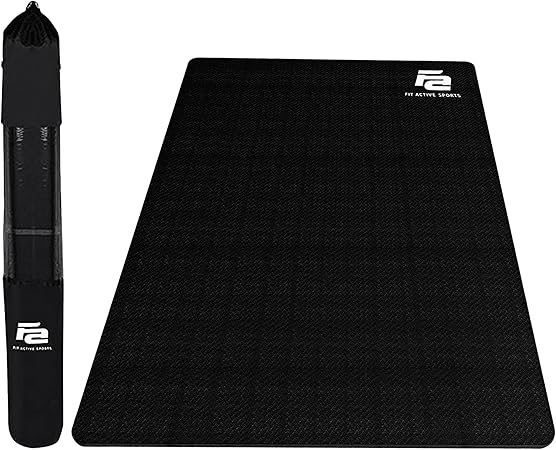 Fit Active Sports Large Exercise Mat 6' x 4' x 8mm Non-Slip Extra Wide Workout Mat for Home Gym, Cardio, Yoga, Floor Fitness, MMA, Plyo, and Jump Rope | Shoe Friendly Black