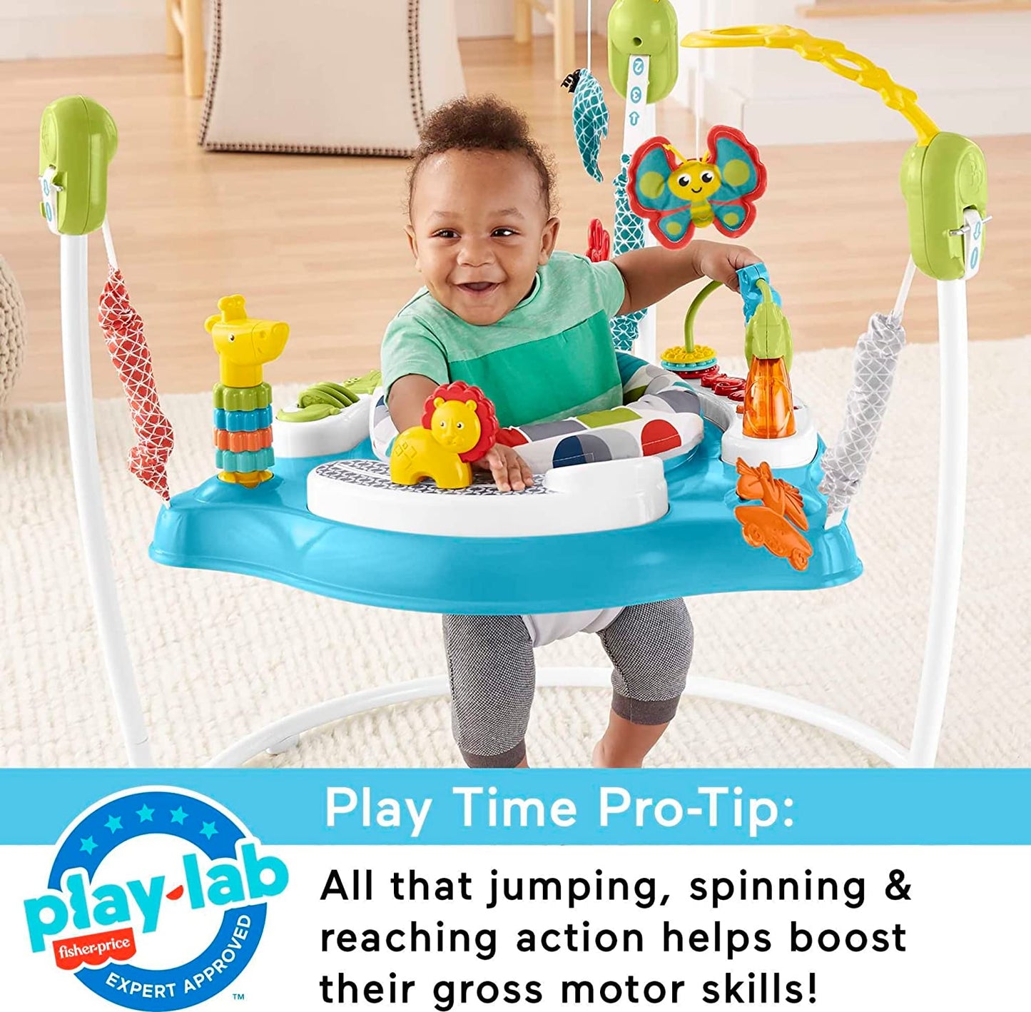 Fisher-Price Baby Bouncer Animal Activity Jumperoo With Music Lights Sounds And Developmental Toys For Infants