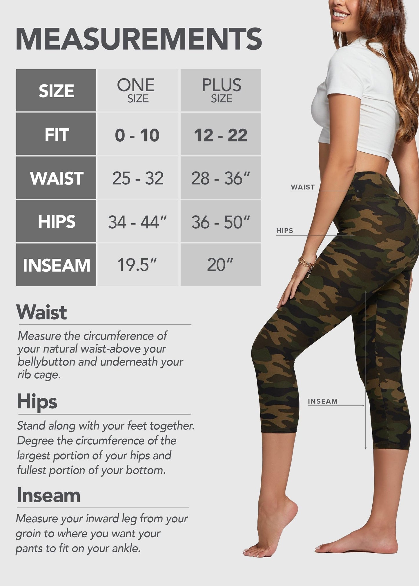 Conceited Camo Print Premium Ultra Soft High Waisted Capri Leggings for Women - 3" Wide Band - One Size - PL3-Capri-F-120-SM