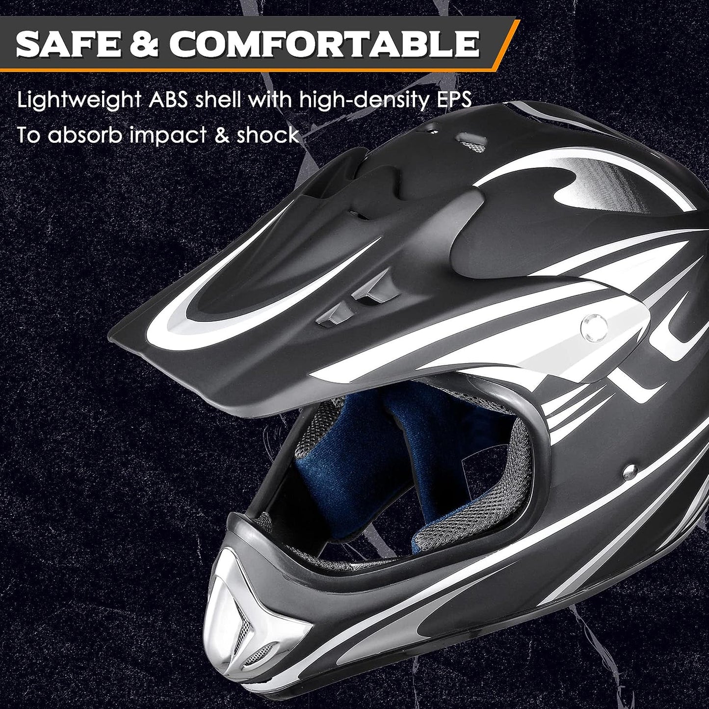 AHR Adult Offroad Dirt Bike Helmet Motocross ATV Dirtbike Outdoor BMX MX Full Face Motorcycle Helmet DOT Approved