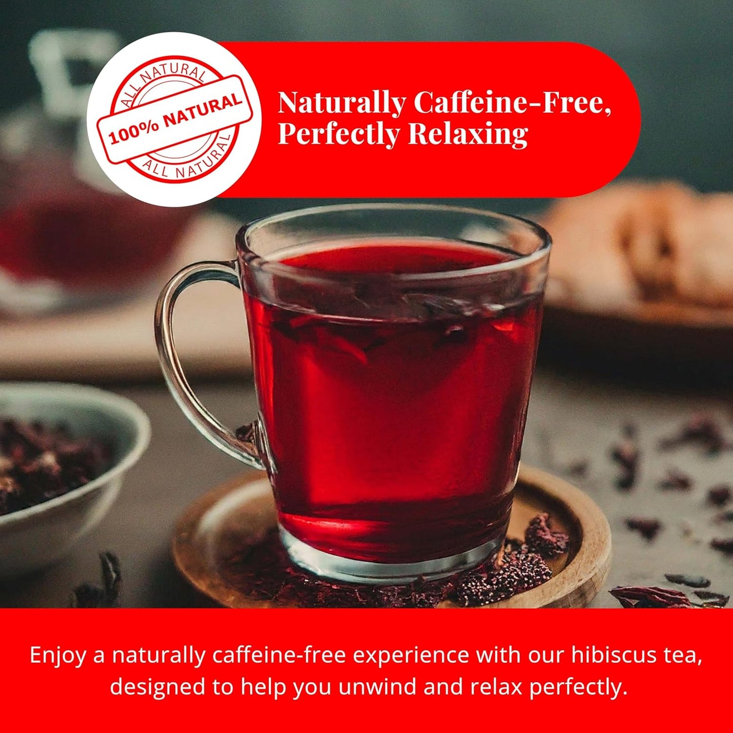 Akshit Hibiscus Moringa Tea Blend, 75 Hibiscus Tea Bags Blended  with Moringa Leaves, Black Pepper, and  Eucalyptus Leaves, Caffeine Free, Hibiscus Tea Blend