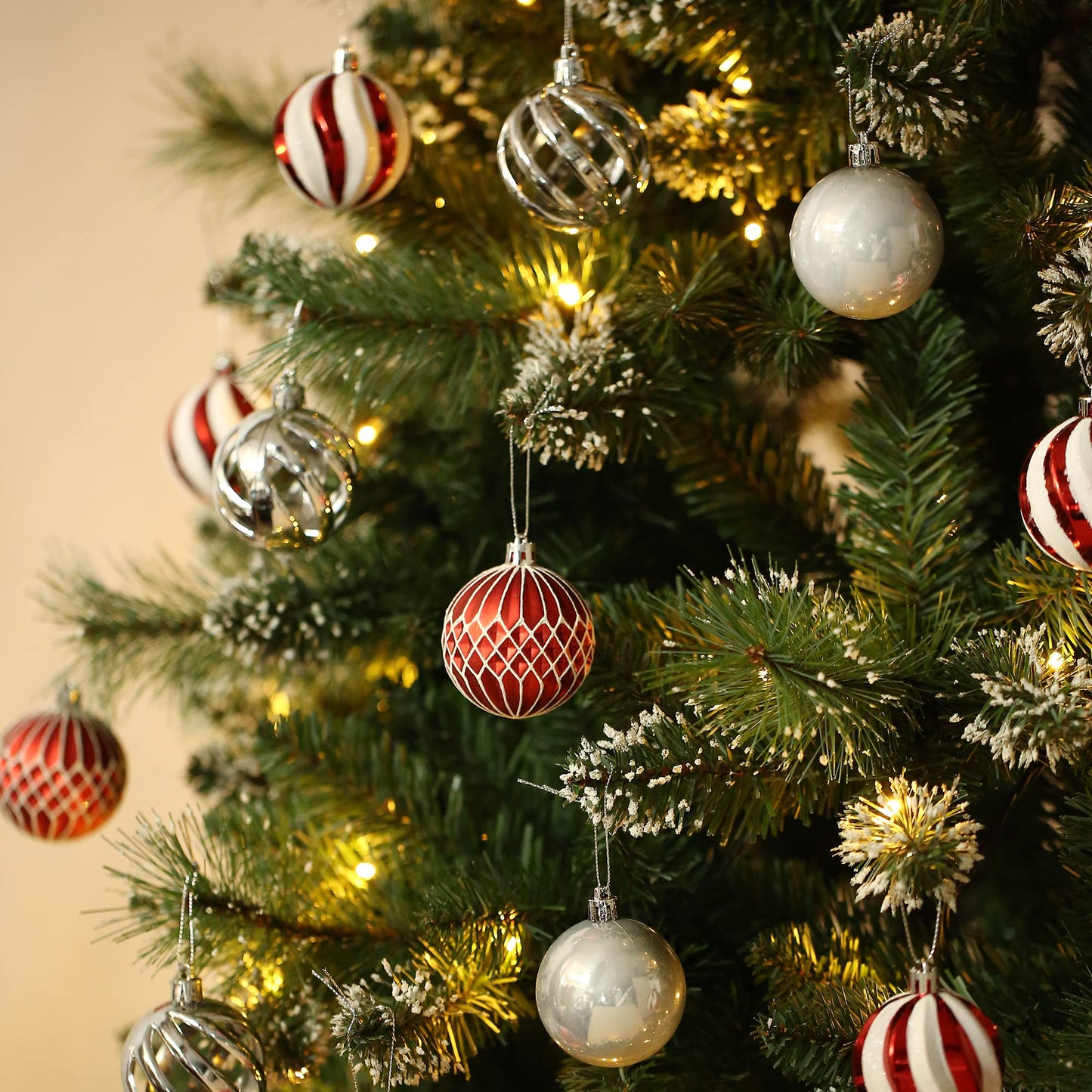 24pcs 2.36'' Christmas Tree Balls Ornaments Shatterproof Colorful Glittering