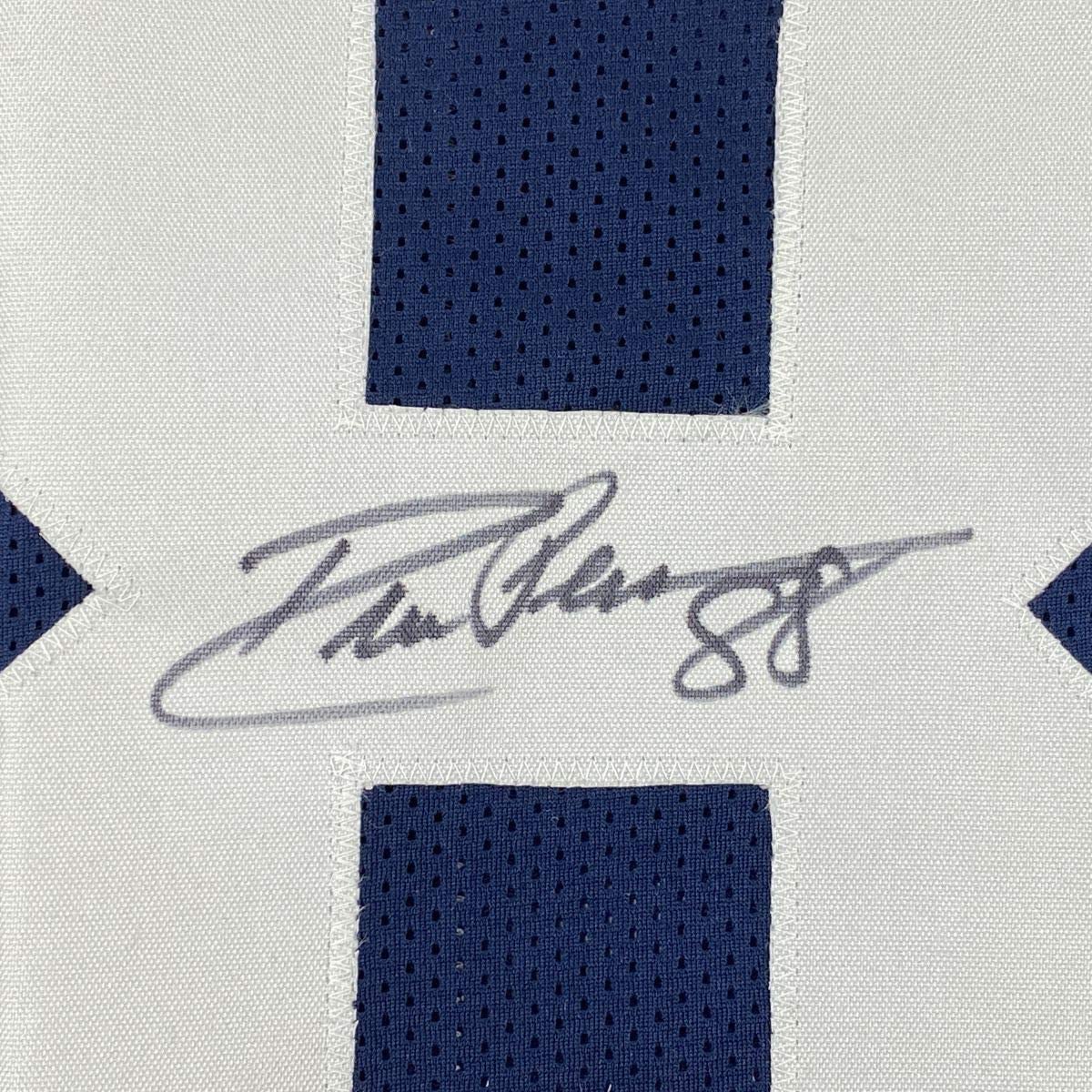 Framed Autographed/Signed Drew Pearson 35x39 Dallas Thanksgiving Football Jersey JSA COA