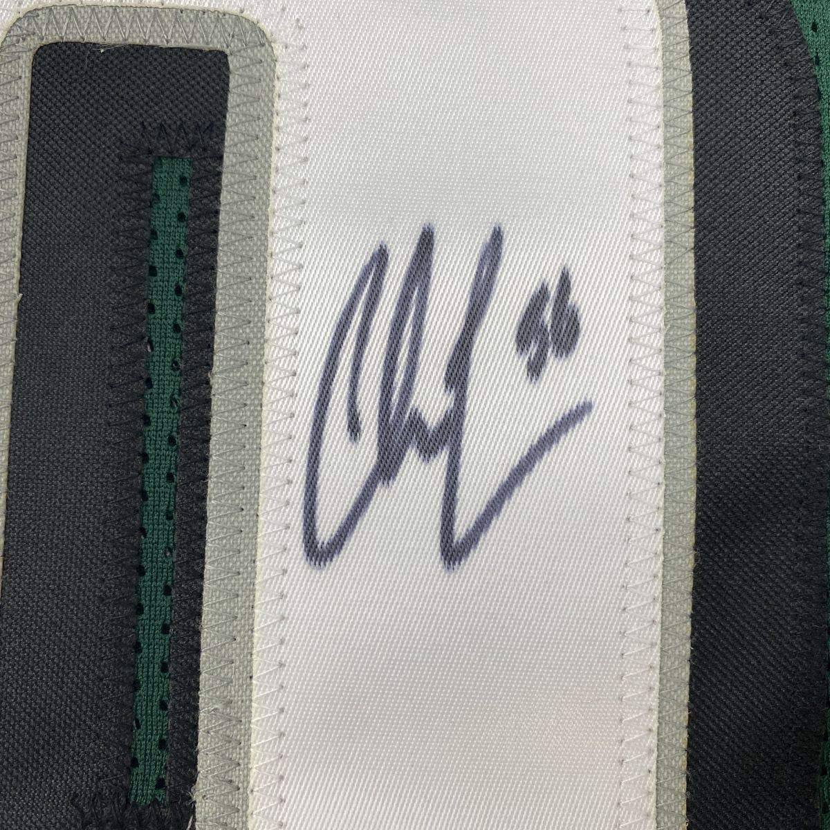 Framed Autographed/Signed Chris Long 35x39 Philadelphia Green Football Jersey JSA COA