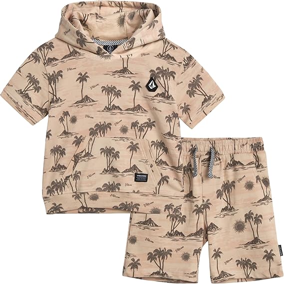 Volcom Boys' Activewear Set - 2 Piece French Terry Pullover Hoodie Sweatshirt and Active Sweat Shorts for Boys (18M-7)