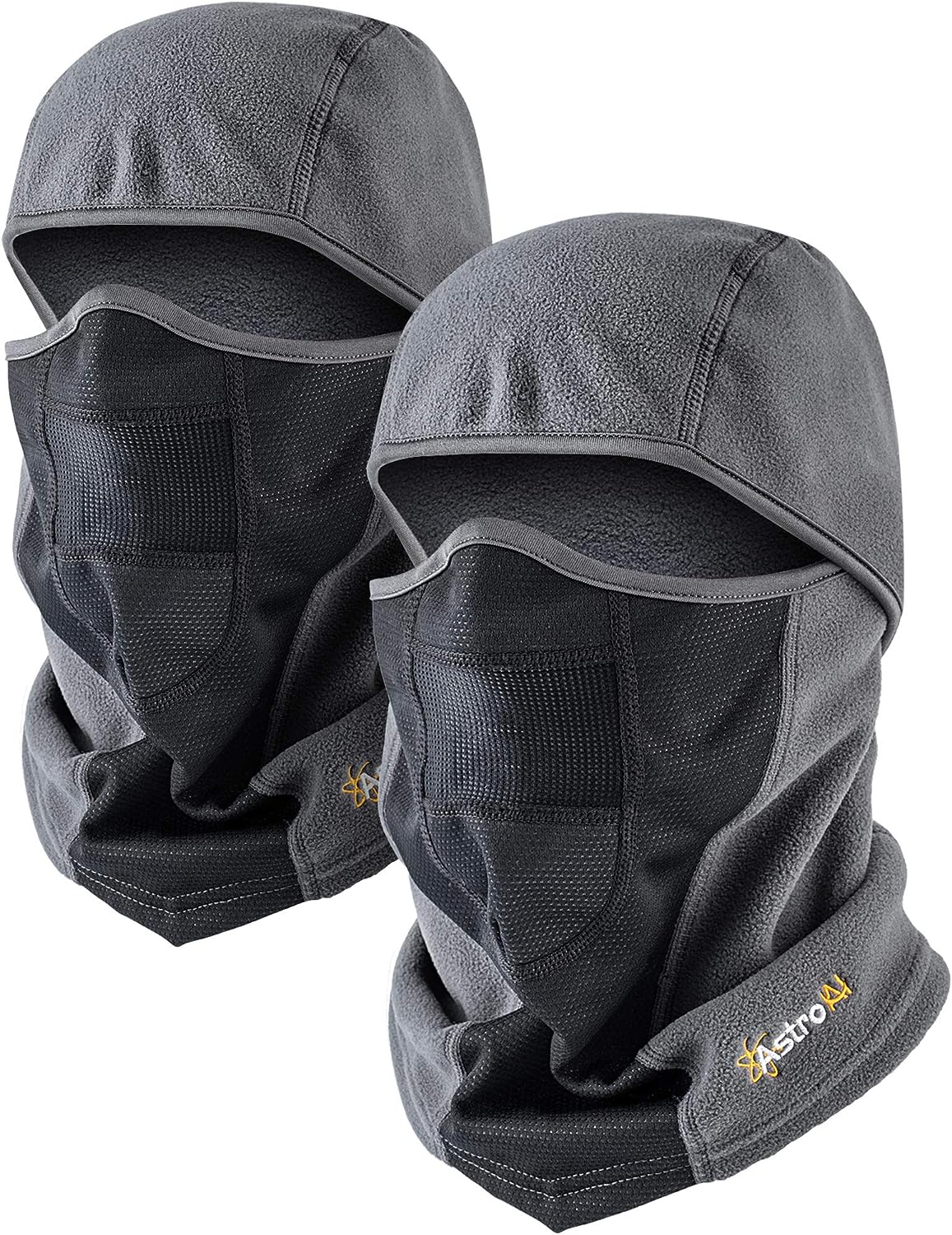 AstroAI Balaclava Ski Mask 2 Pack Winter Fleece Thermal Face Mask Cover for Men Women Warmer Windproof Breathable, Cold Weather Gear for Skiing, Outdoor Work, Riding Motorcycle & Snowboarding, Black