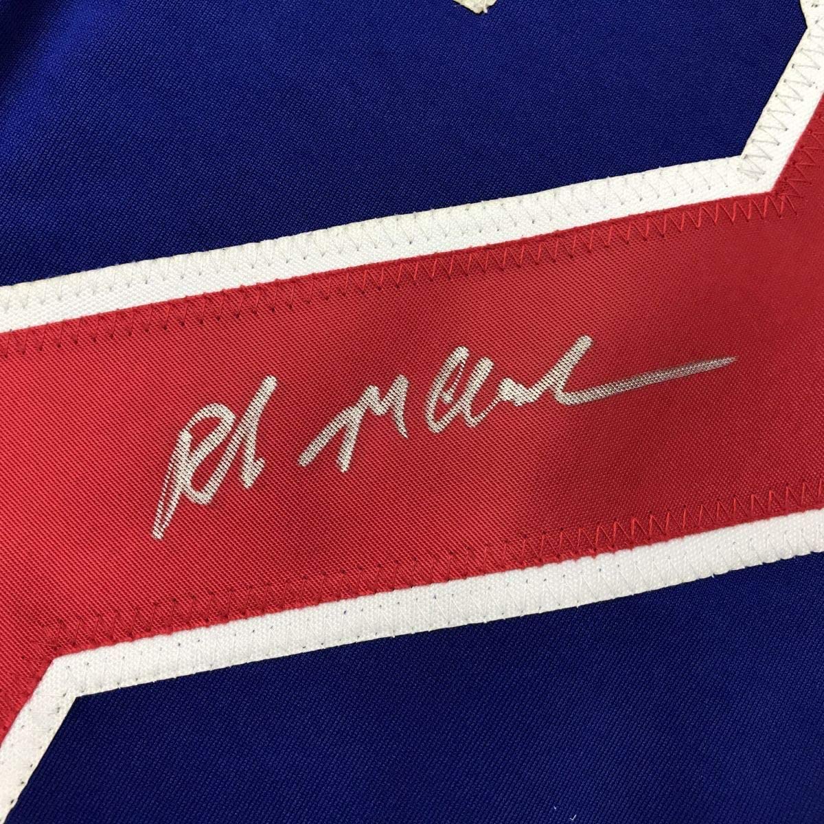 Framed Autographed/Signed Rob McClanahan 35x39 Blue Team USA Miracle On Ice 1980 Olympics Hockey Jersey JSA COA