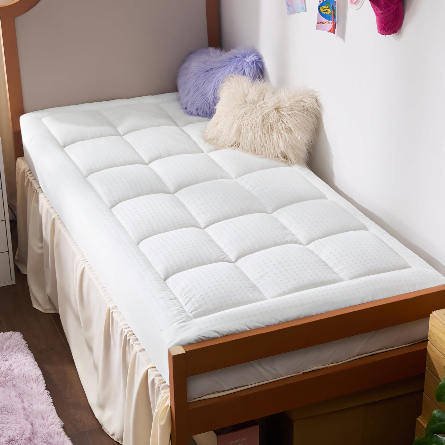 Bedsure Twin XL Mattress Pad /Topper Deep Pocket Fits 8"-21" Mattresses White