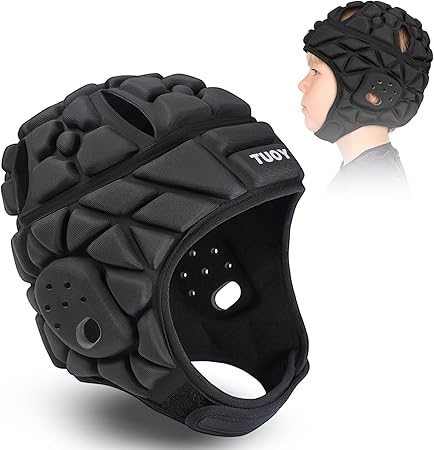 Soft Shell Flag Football Helmet for Youth Kids Adults, 7v7 Rugby Scrum Cap with Adjustable Breathable EVA Foam Padded Head Protector