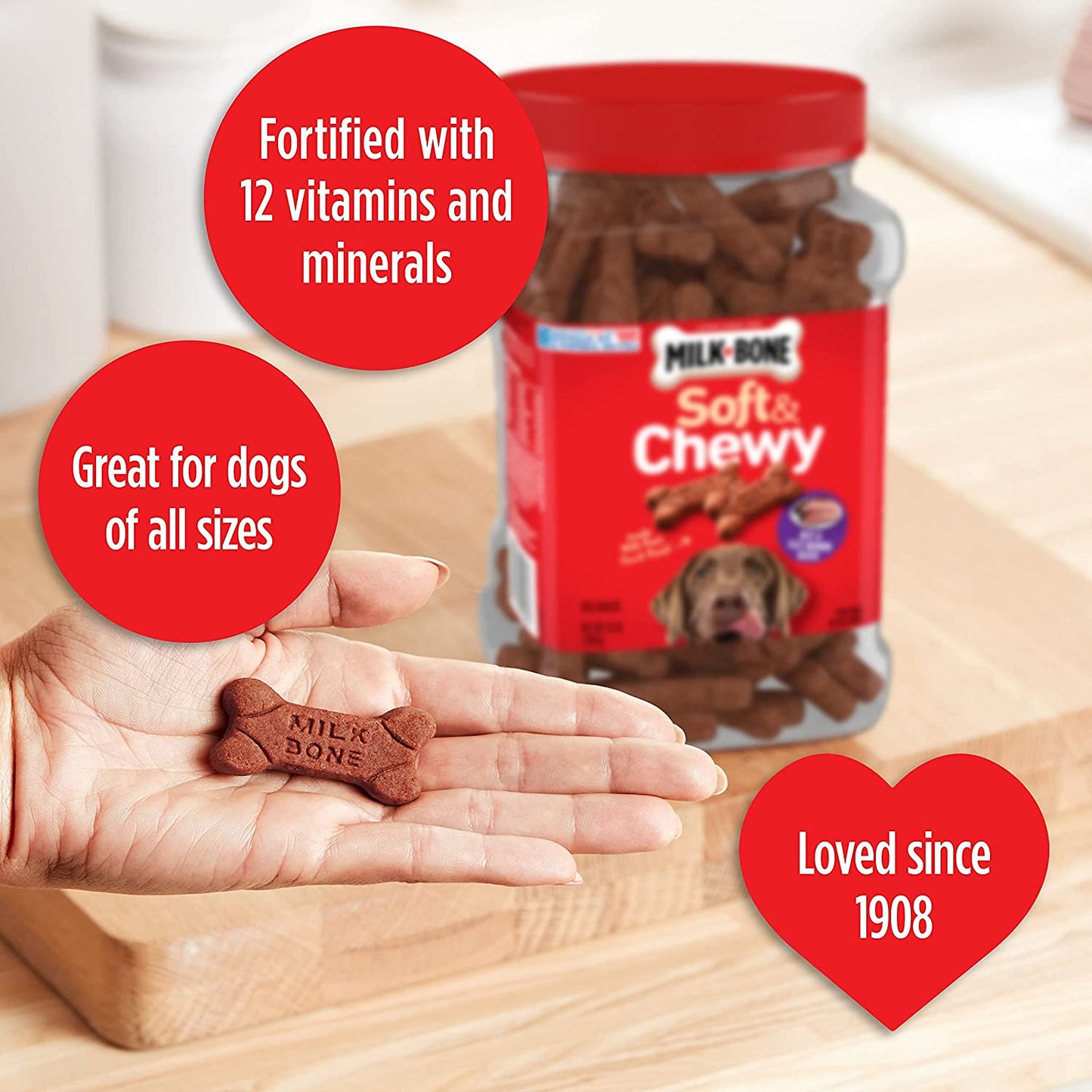 Milk-Bone Soft & Chewy Dog Treats, Beef & Filet Mignon Recipe, 25 Ounces