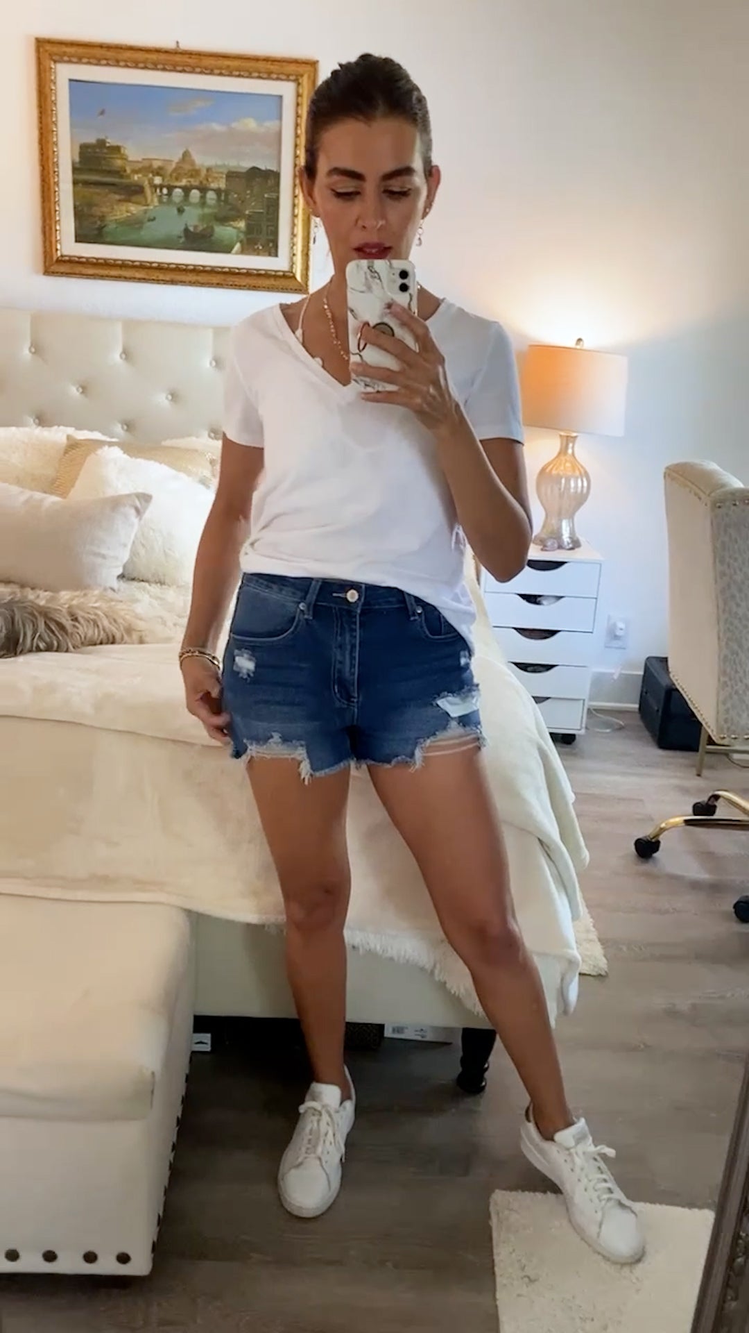 GRAPENT Women's High Waisted Ripped Stretchy Denim Hot Short Summer Jean Shorts