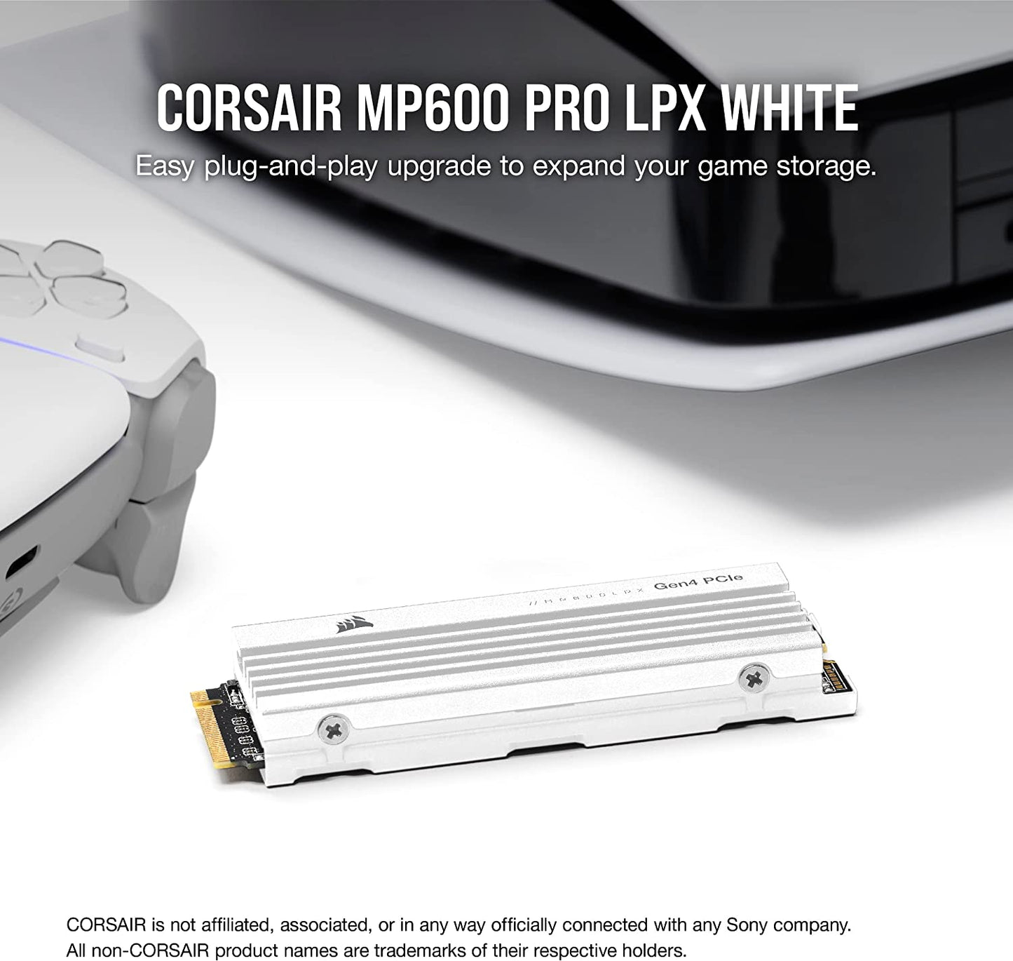 Corsair MP600 PRO LPX 2TB M.2 NVMe PCIe x4 Gen4 SSD - Optimized for PS5 (Up to 7,100MB/sec Sequential Read & 6,800MB/sec Sequential Write Speeds, High-Speed Interface, Compact Form Factor) Black