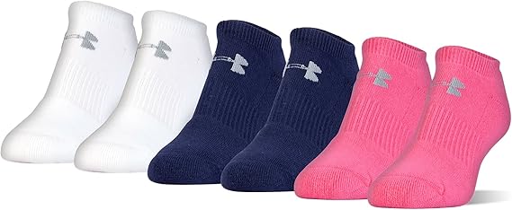 Under Armour Boy`s Charged Cotton 2.0 No Show Socks (6 Pack)
