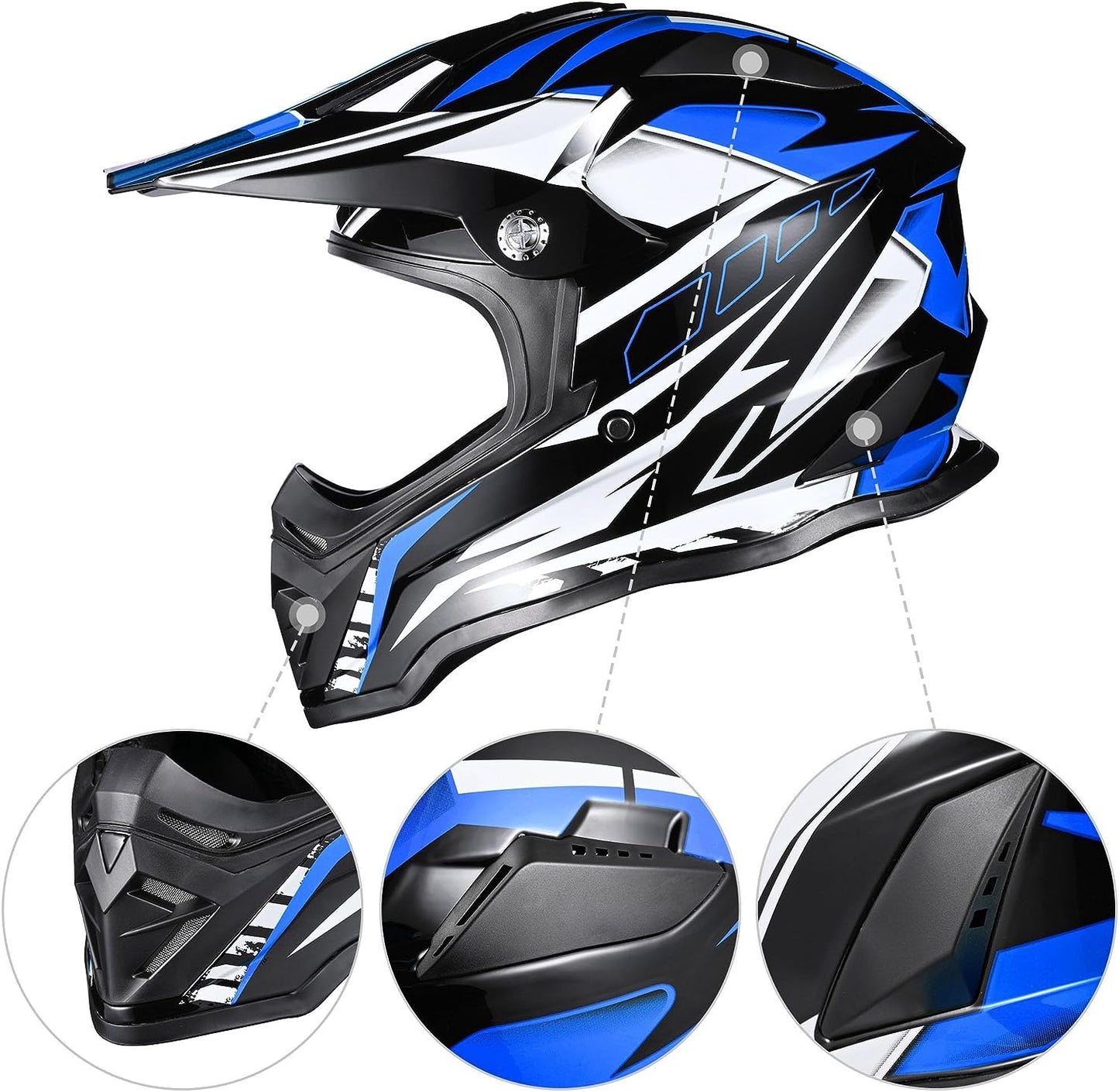 AHR Adult Offroad Dirt Bike Helmet Motocross ATV Dirtbike Outdoor BMX MX Full Face Motorcycle Helmet DOT Approved