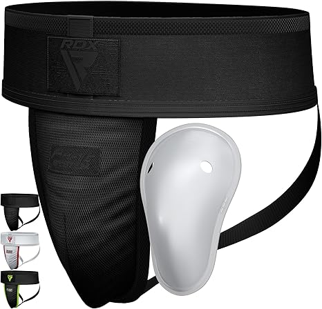 RDX Groin Protector Cup Men, Boxing Kickboxing MMA Muay Thai Sparring Groin Guard, Ventilated Adjustable, Karate Fighting Training, Underwear Jiu Jitsu BJJ Protection, Boys Youth