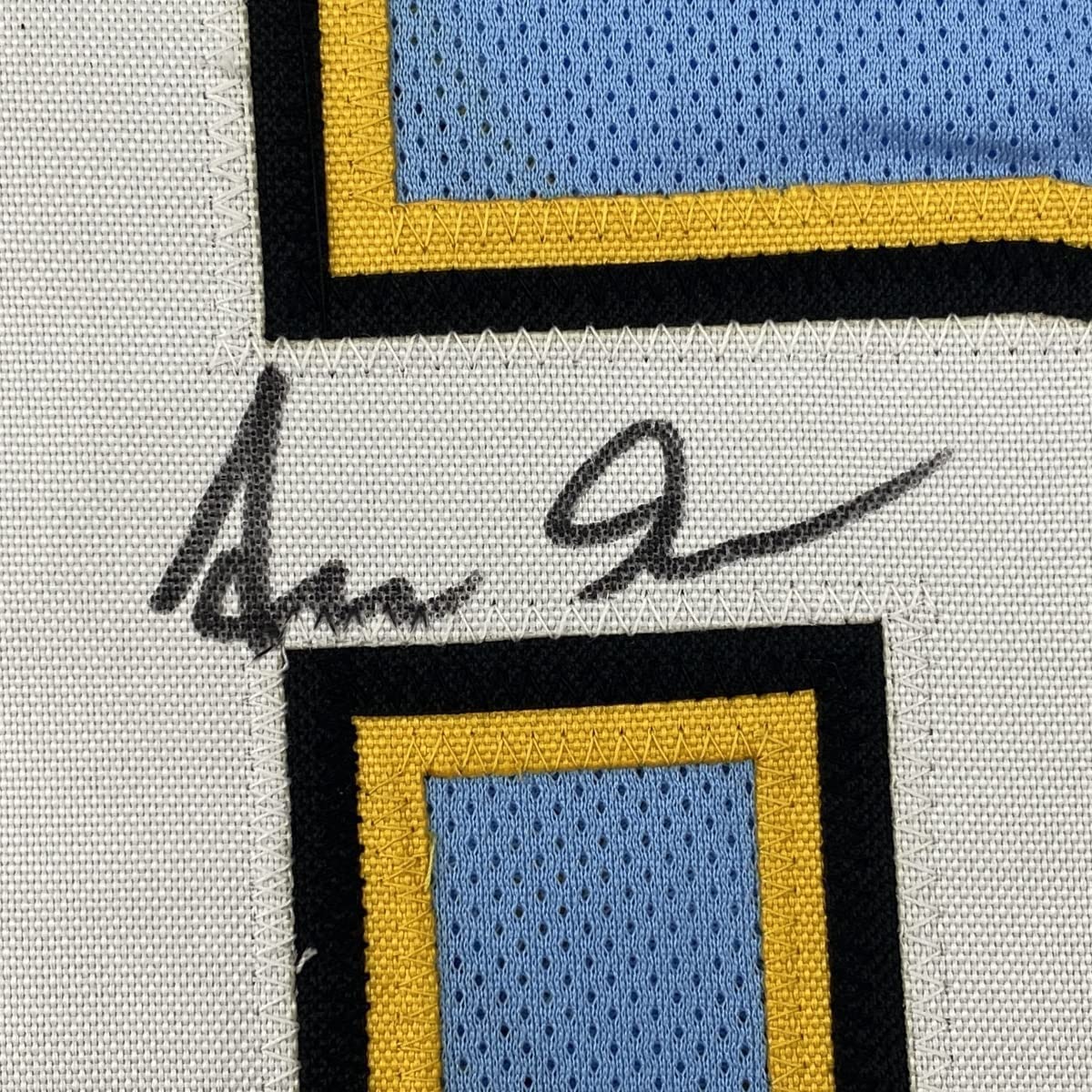 Framed Autographed/Signed Asante Samuel Jr. 35x39 Los Angeles LA Powder Blue Football Jersey JSA COA