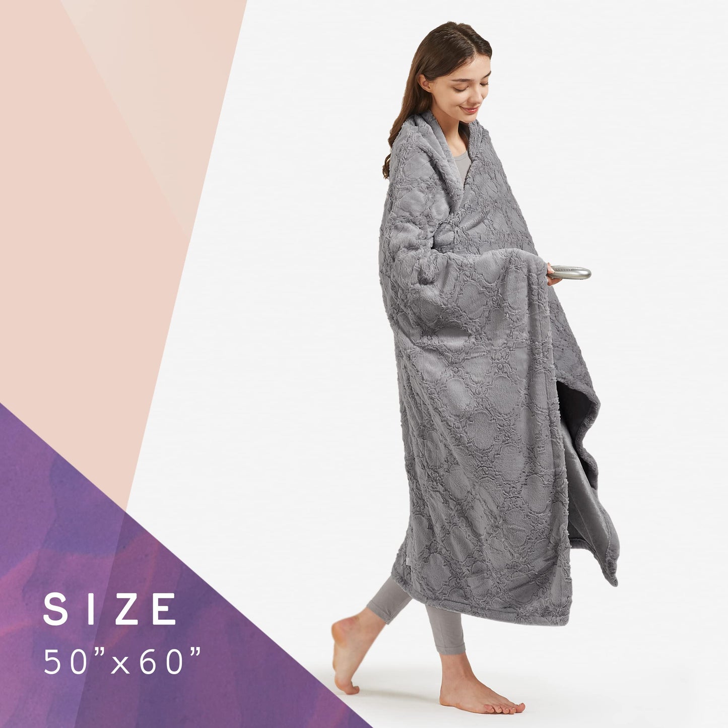 Hyde Lane Luxury Heated Electric Blanket Throw 60x70 Sherpa Reverse 3 Heat Setti