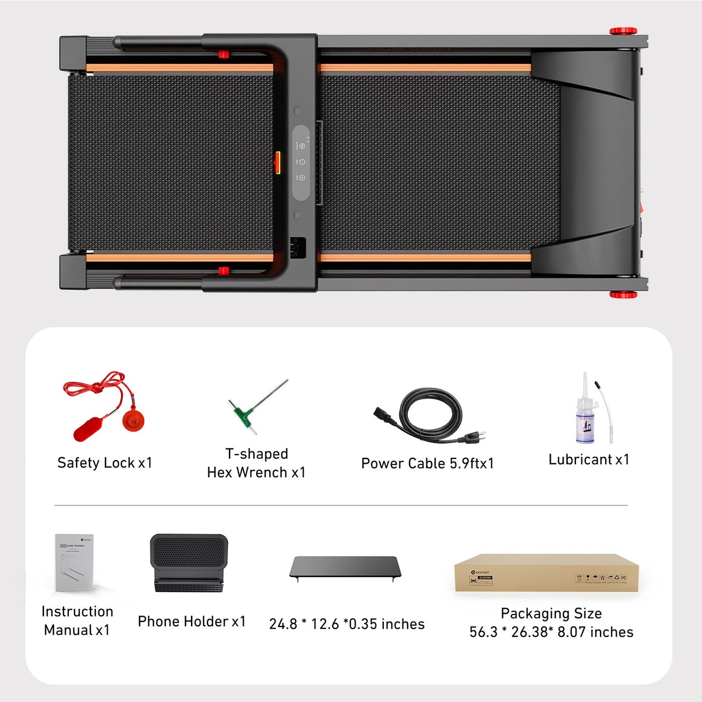 DeerRun All-New 2026 A1 Pro Move+ Smart Foldable Treadmill with 6% Incline & NFC | 350Lbs, 10mph, Black