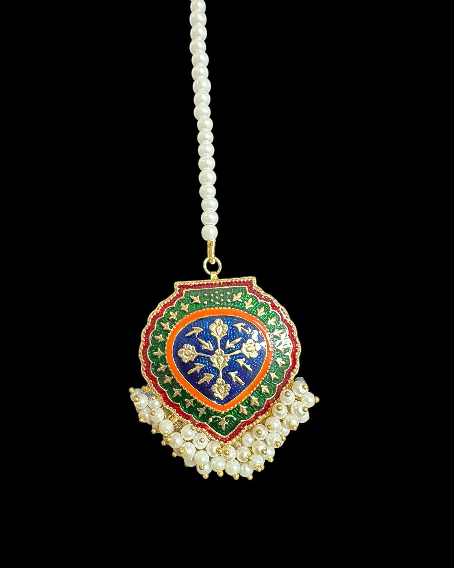 Ulfat meenakari earrings teeka set (READY TO SHIP )