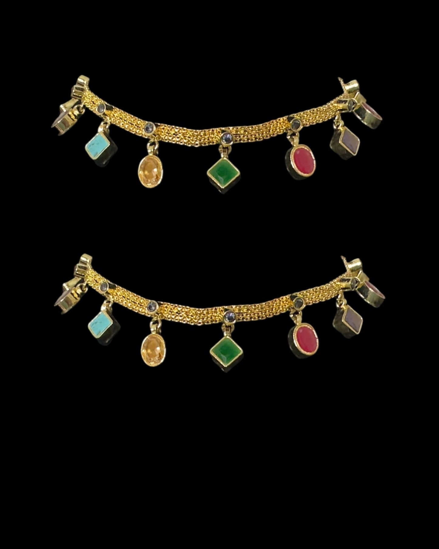 kundan payal in navratan ( READY TO SHIP )