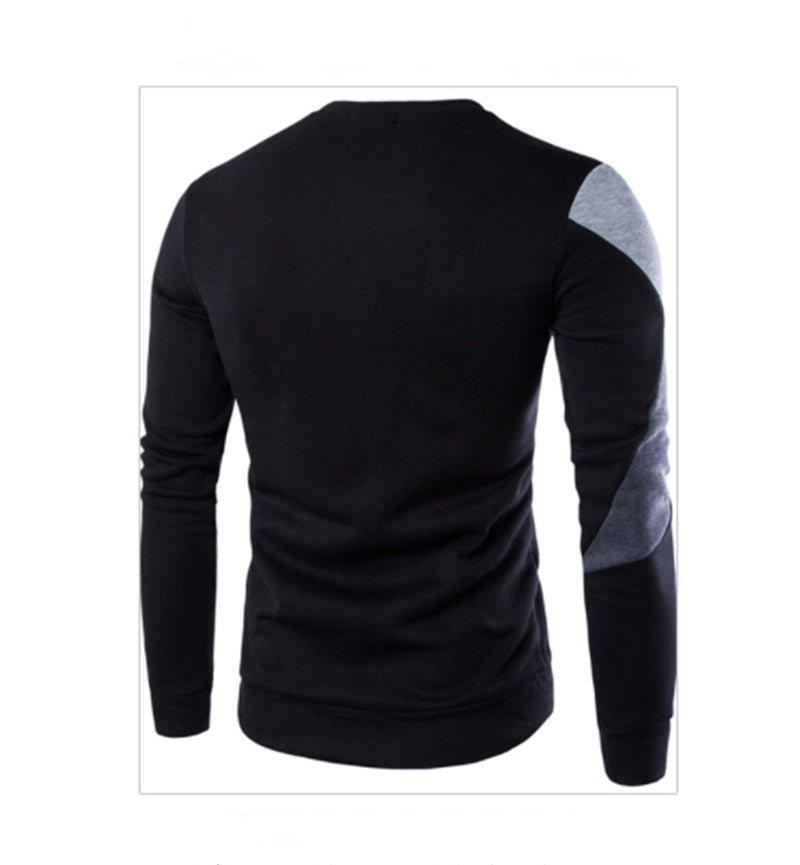 Men's Cotton Colorblock Patchwork Sweatshirt - Geometric Design