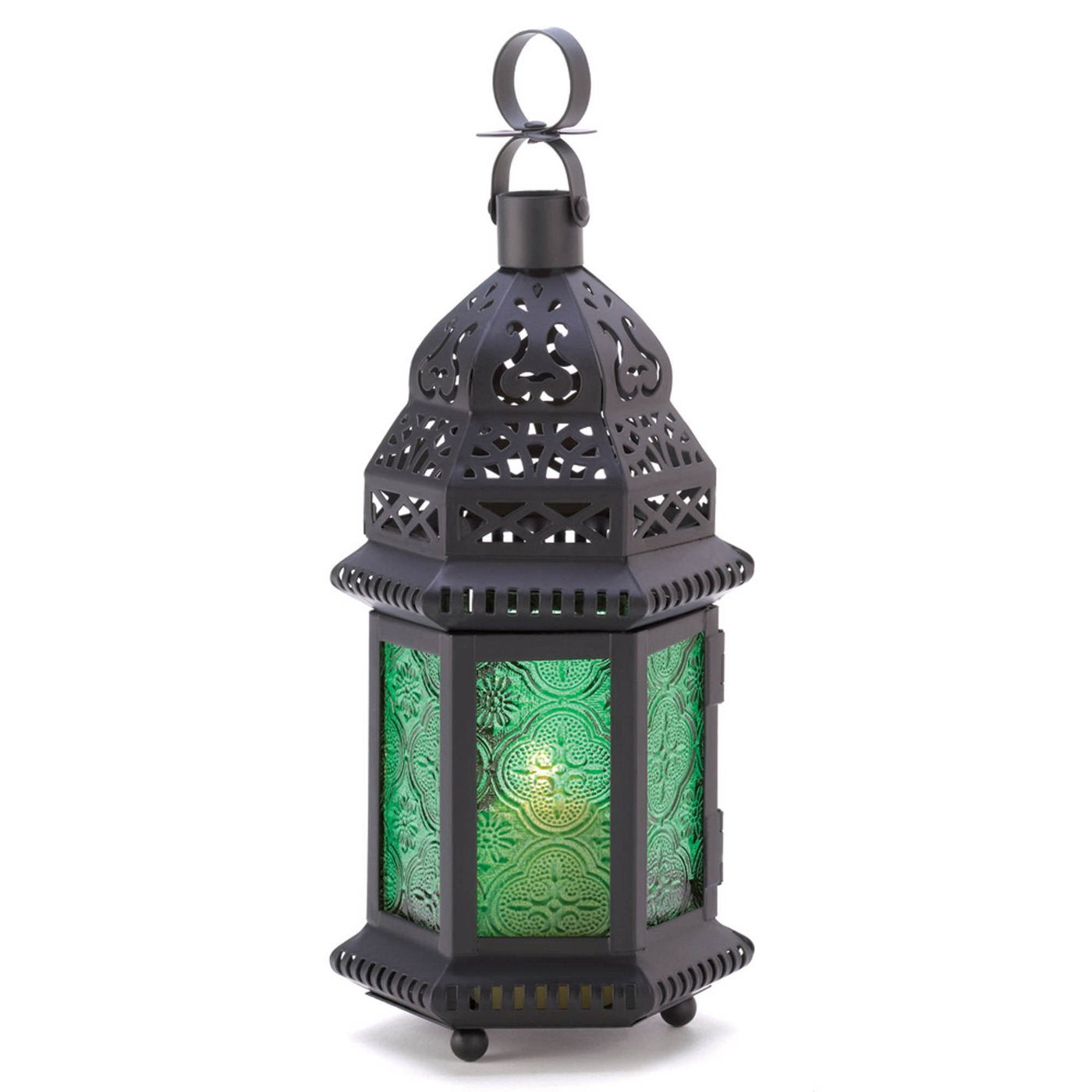 GREEN GLASS MOROCCAN LANTERN